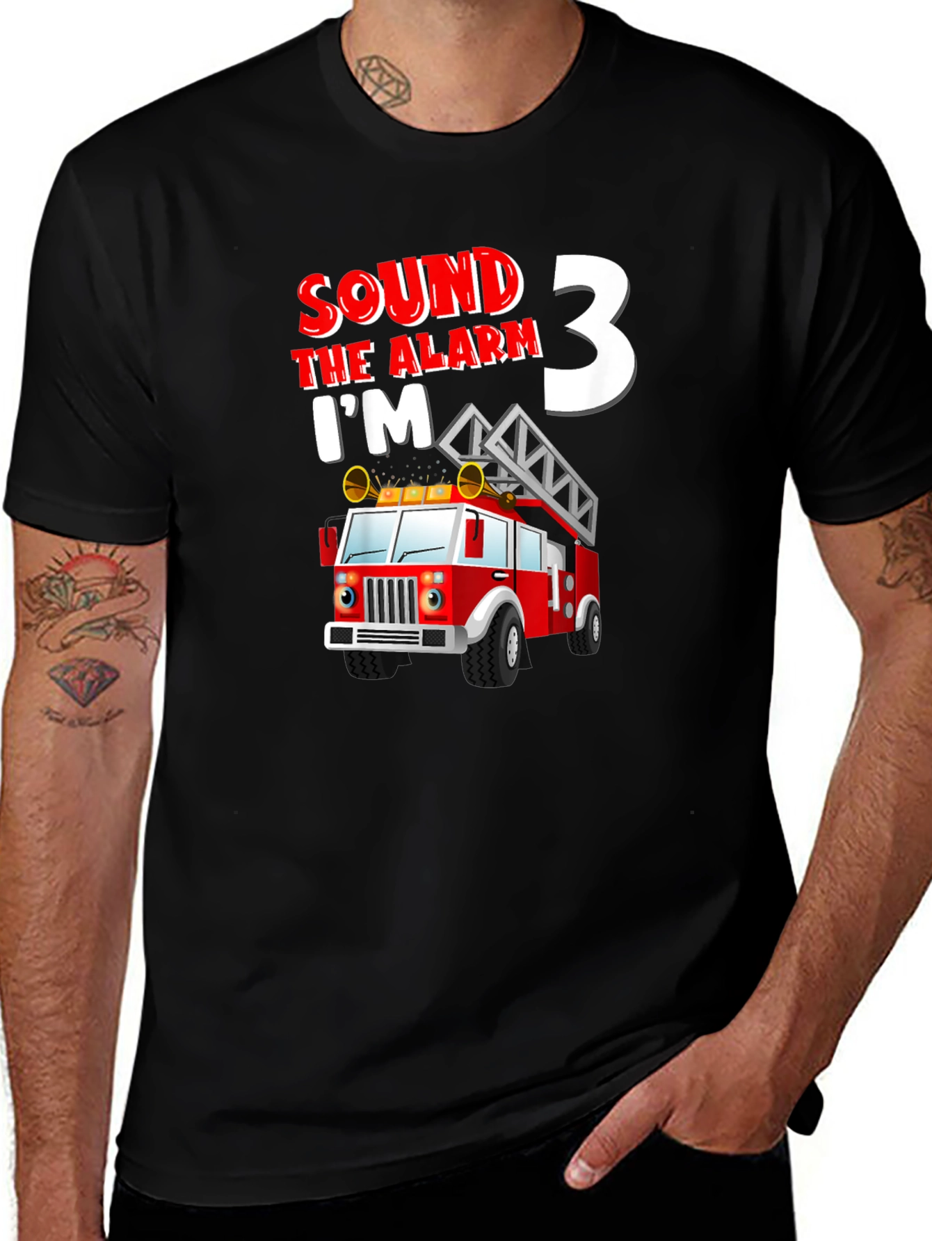 Variant 15 of Firetruck Birthday T-Shirt - 3rd Birthday Firefighter Theme