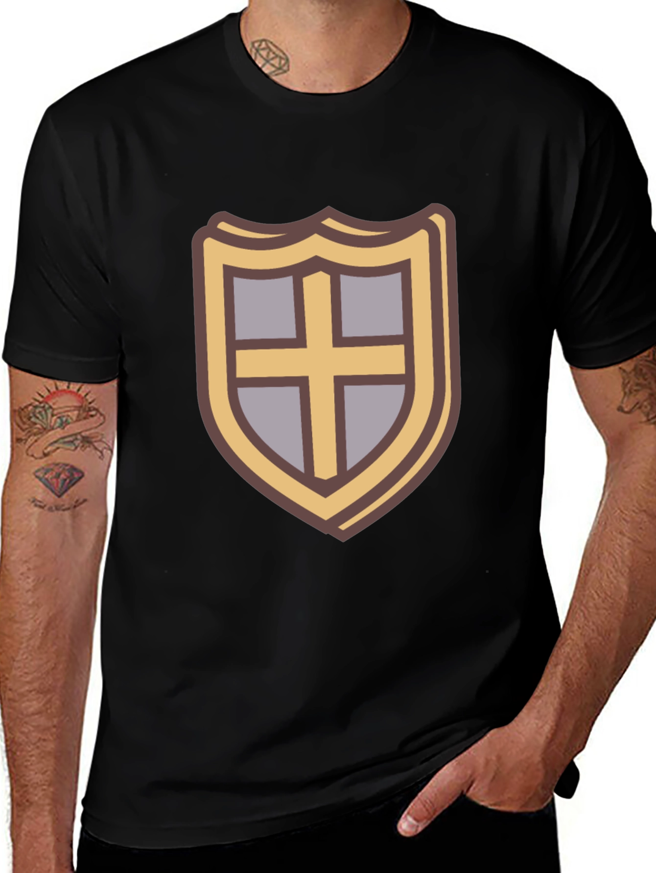 Variant 10 of Shield Emblem T-Shirt - Casual Black Tee