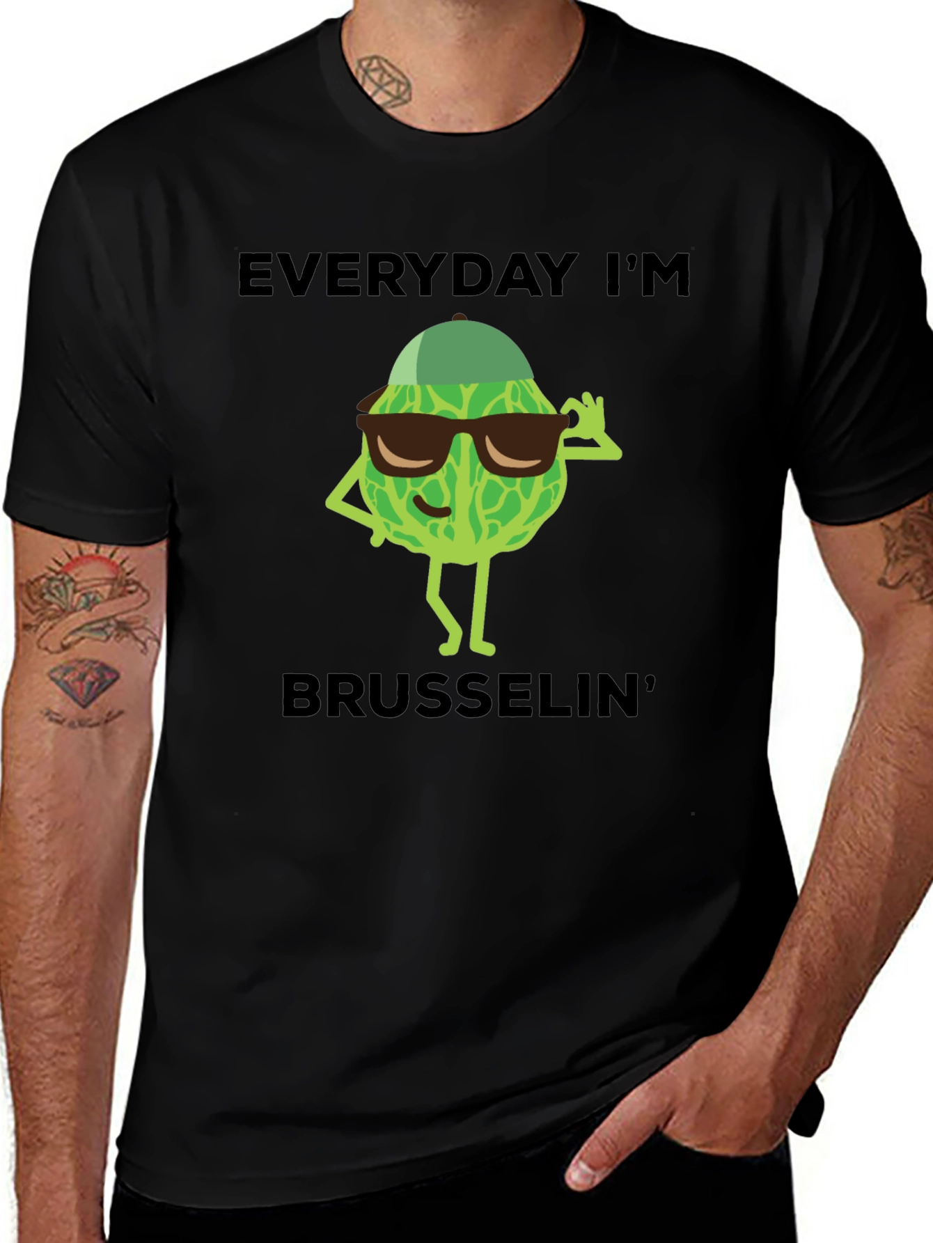 Variant 24 of Everyday I'm Brusselin' T-Shirt - Funny Vegetable Tee