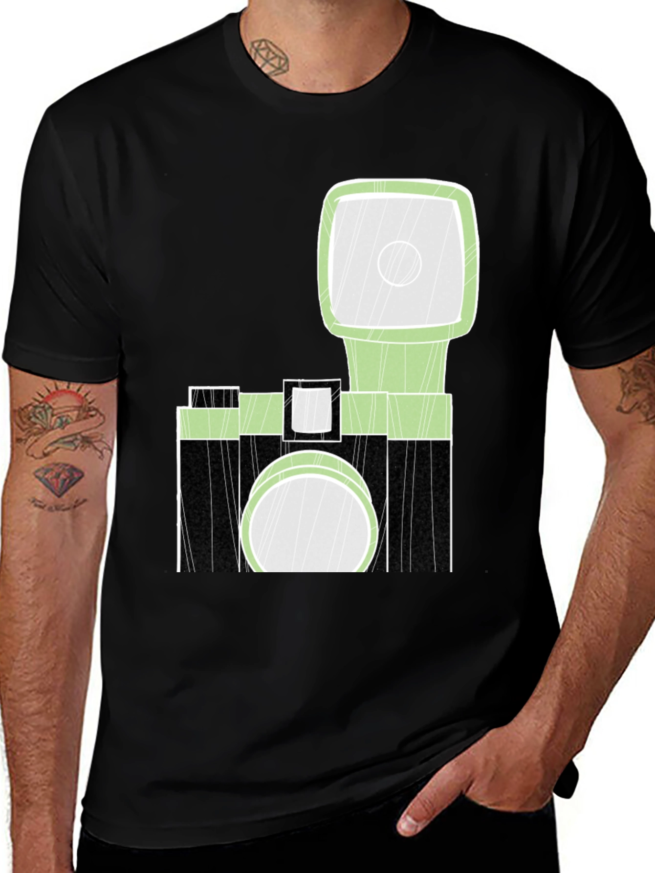 Variant 25 of Retro Camera Graphic Tee - Black