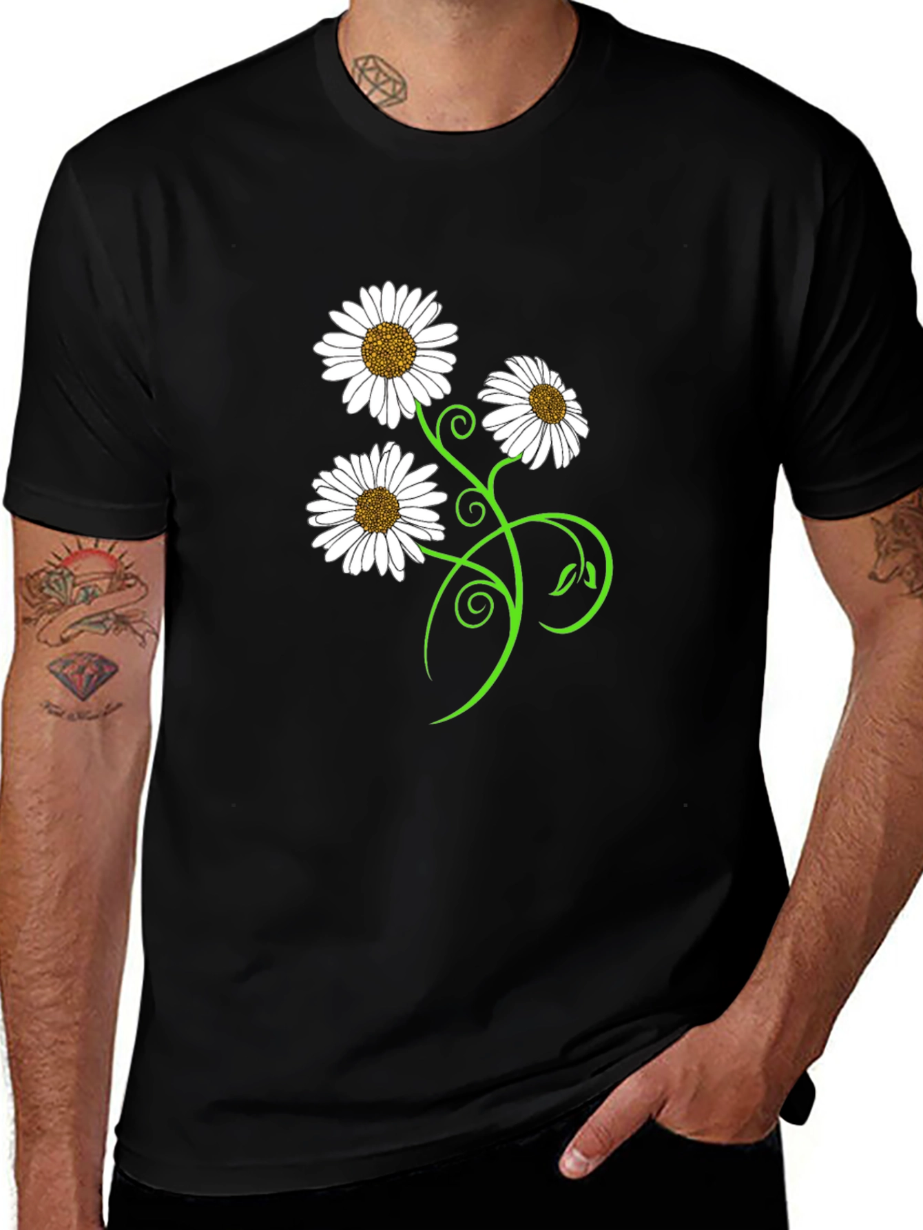Daisy Flower Vine Graphic T-Shirt