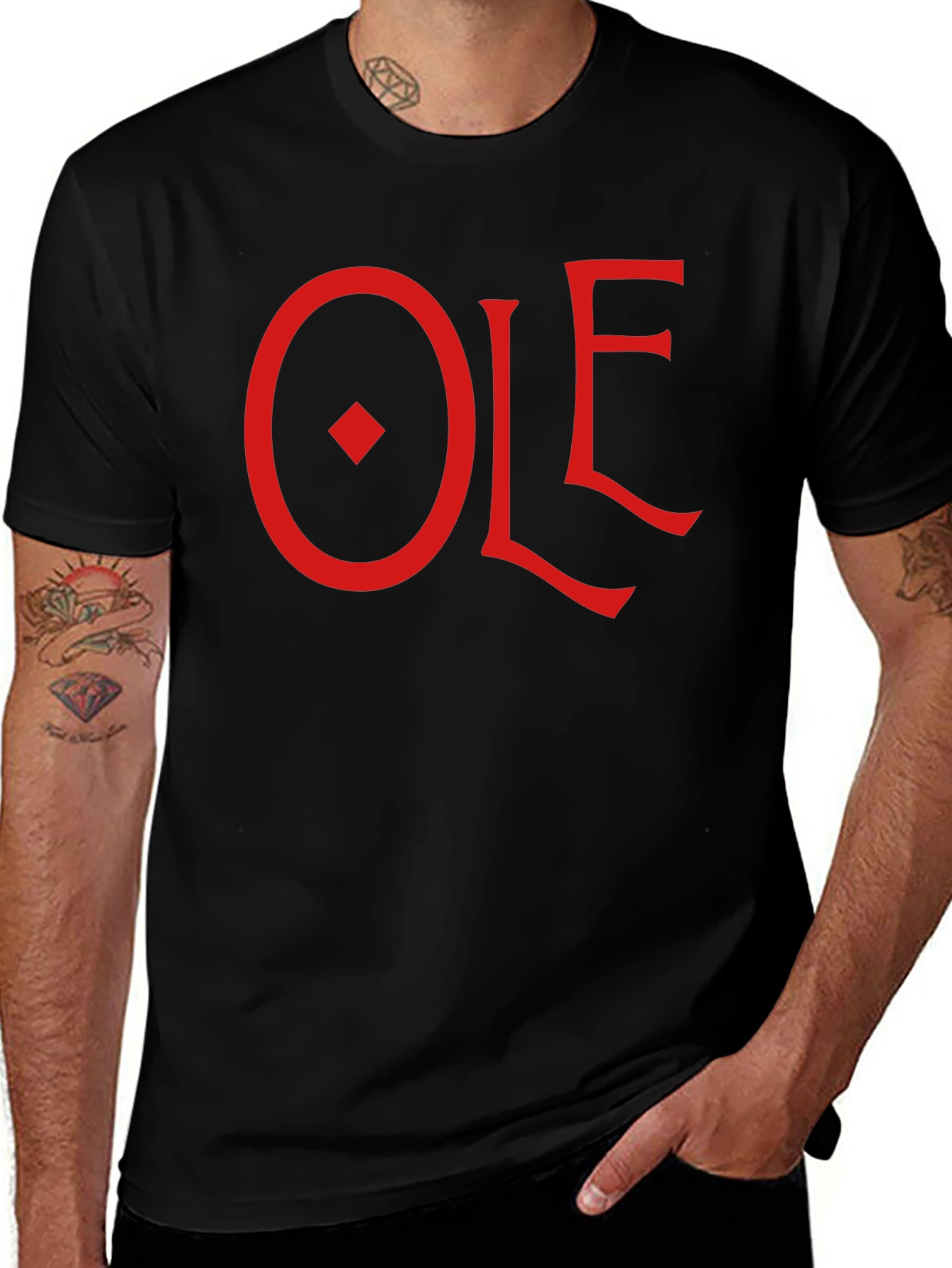 Variant 22 of OLE Graphic Tee - Red Print on Black Shirt