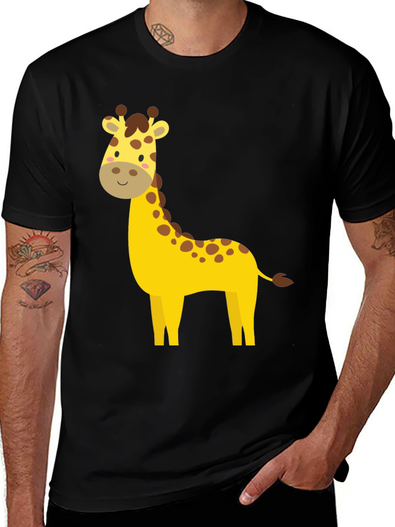 Variant 25 of Cute Giraffe Graphic Tee - Black Unisex T-Shirt