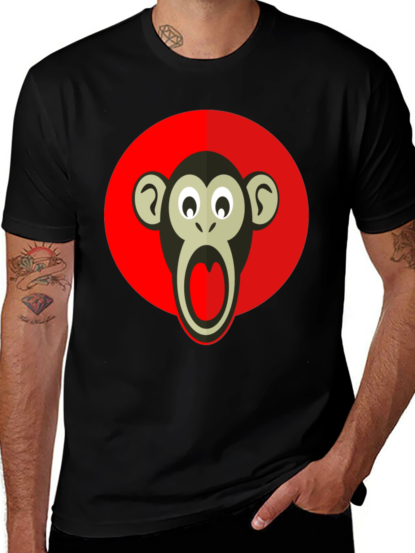 Variant 8 of Monkey Graphic Tee - Red Circle Design