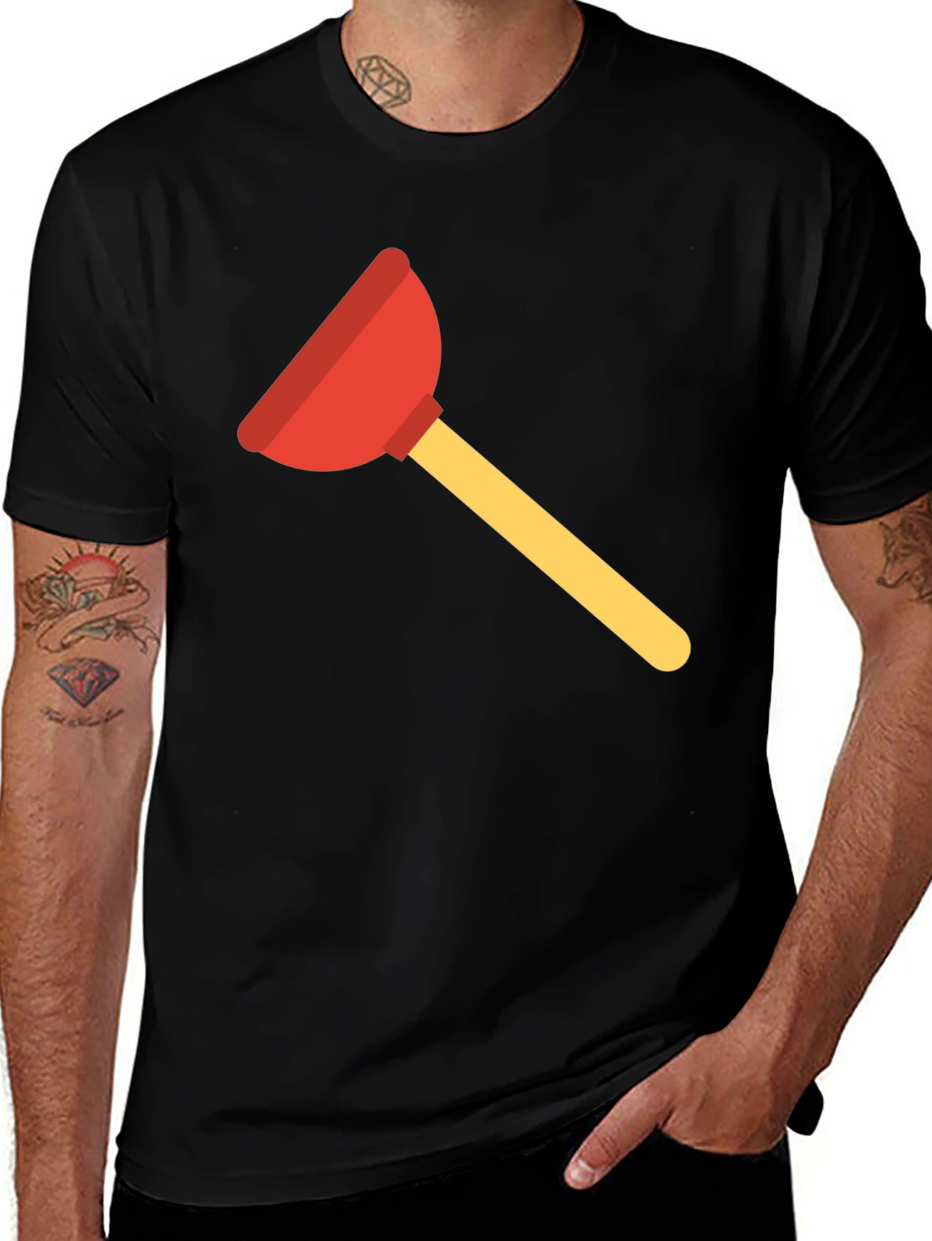 Novelty Plunger Graphic Black T-Shirt