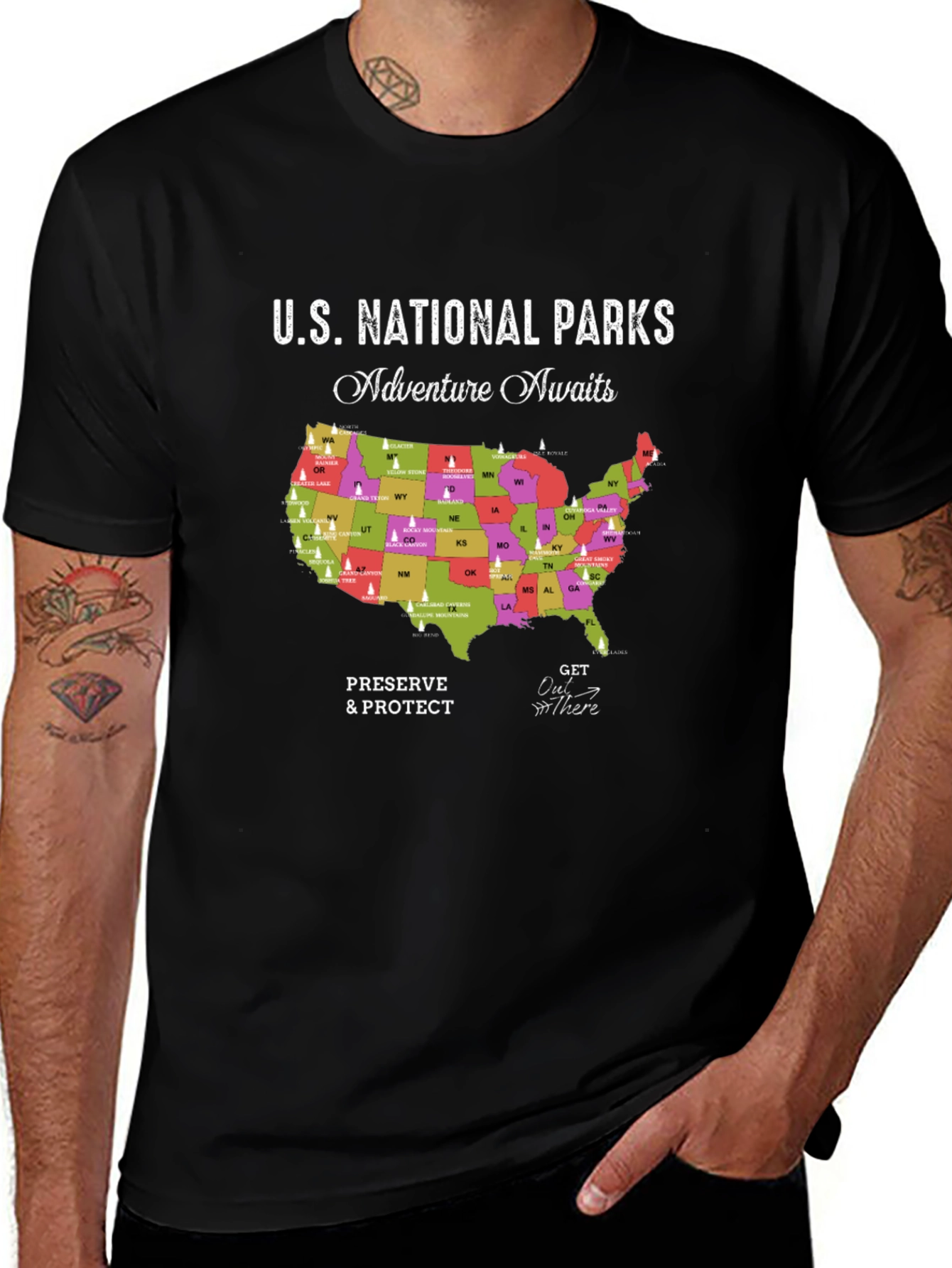Variant 4 of U.S. National Parks Adventure Awaits Black T-Shirt