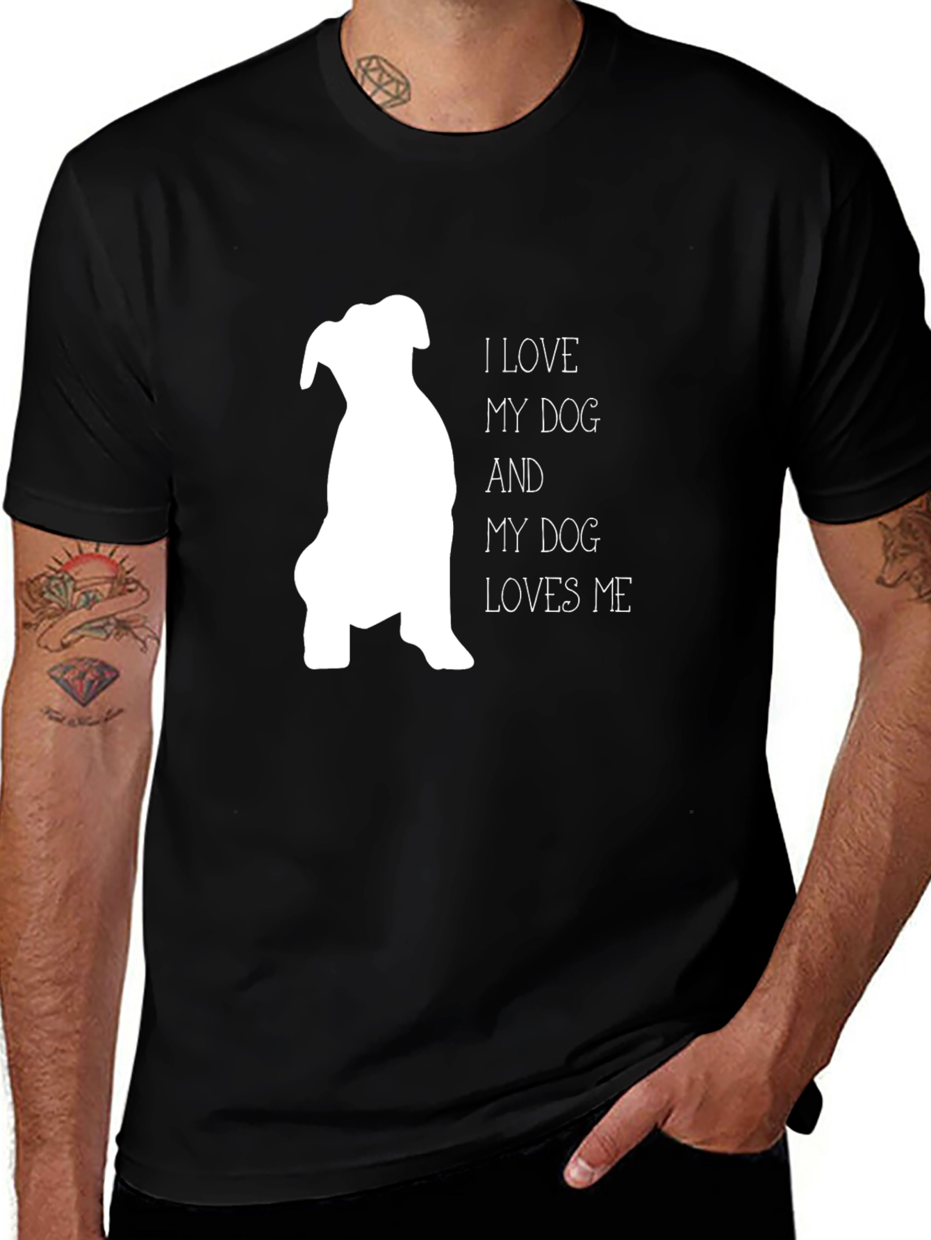 Variant 6 of I Love My Dog T-Shirt - Black Graphic Tee