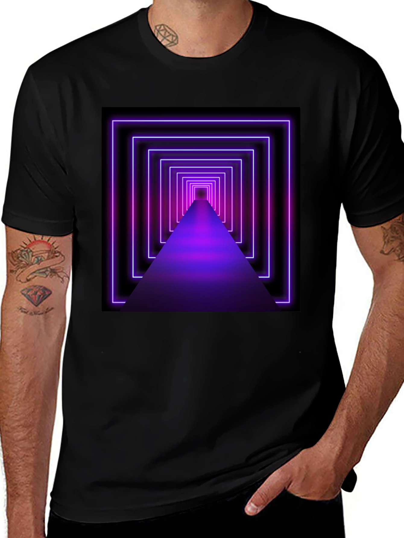 Variant 26 of Neon Tunnel Graphic Tee - Futuristic Design