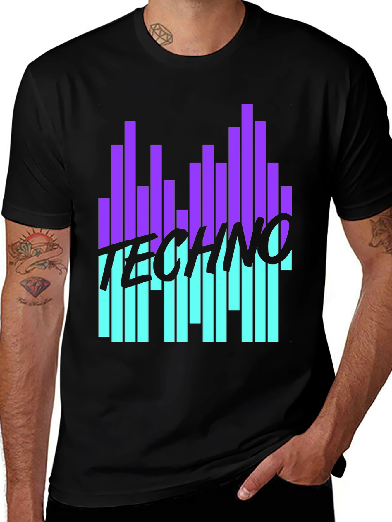 Variant 25 of Techno Music Graphic Black T-Shirt