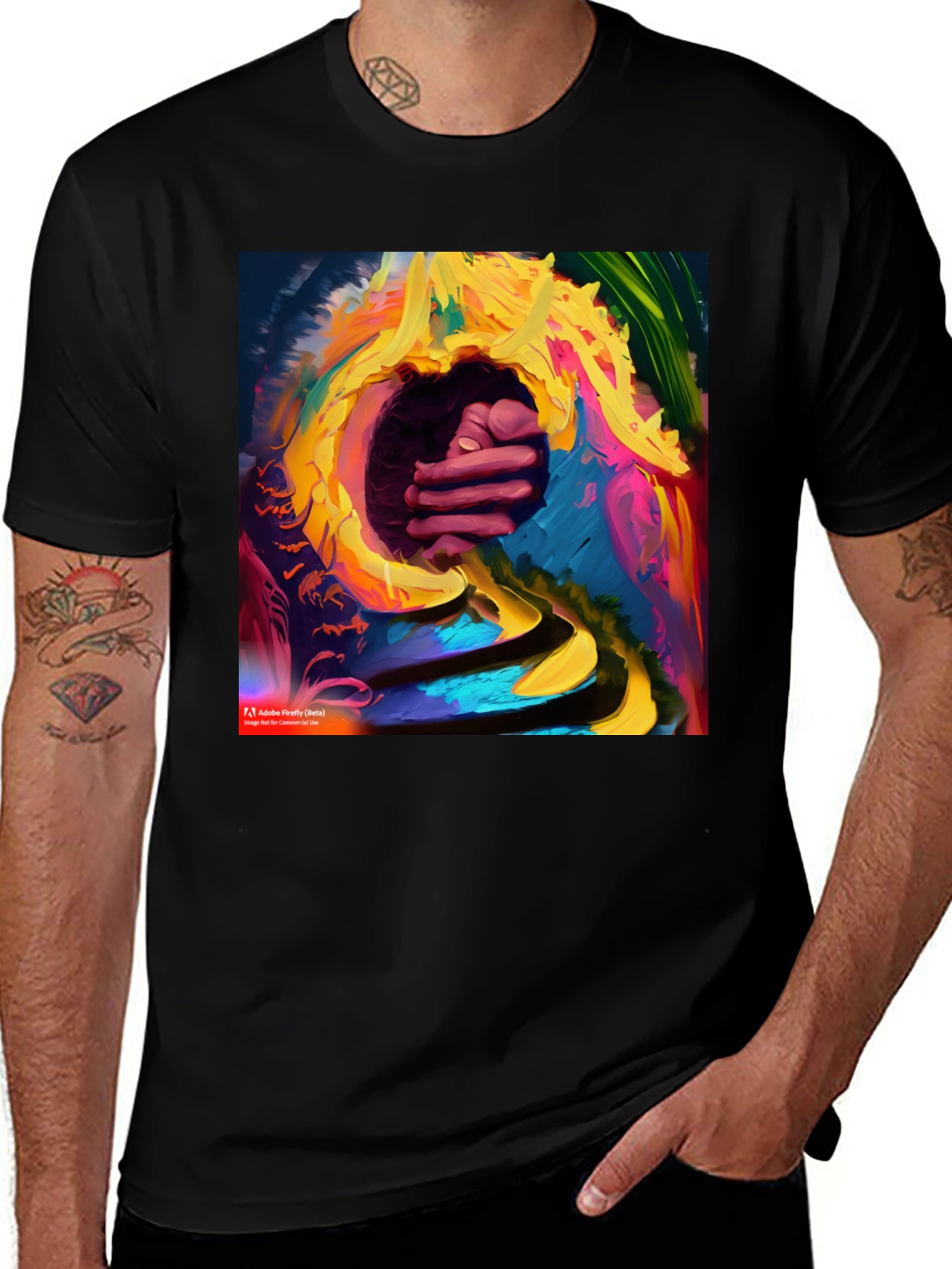 Variant 15 of Abstract Art Graphic T-Shirt - Colorful Hand Design