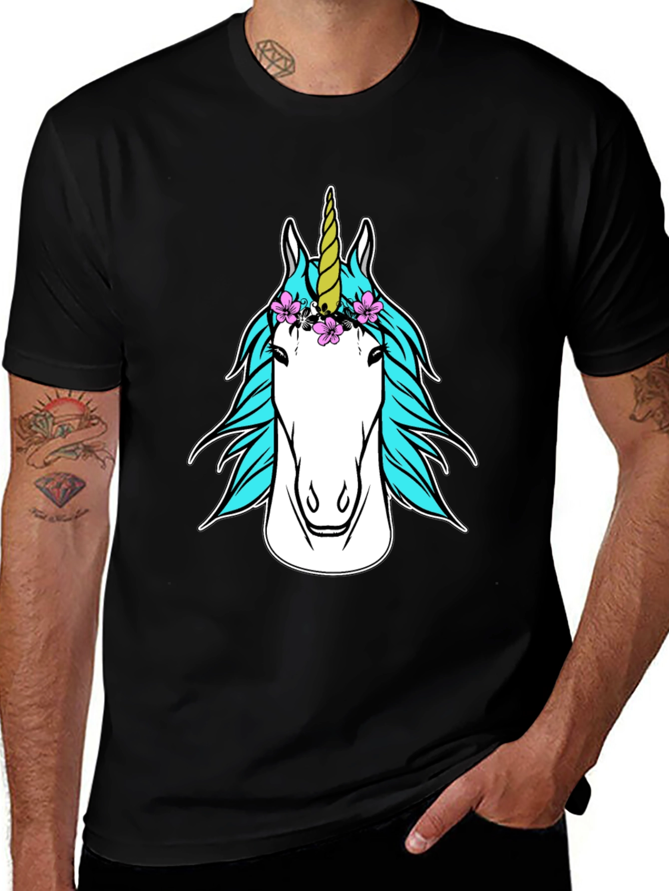 Variant 28 of Unicorn Graphic Tee - Black Cotton T-Shirt