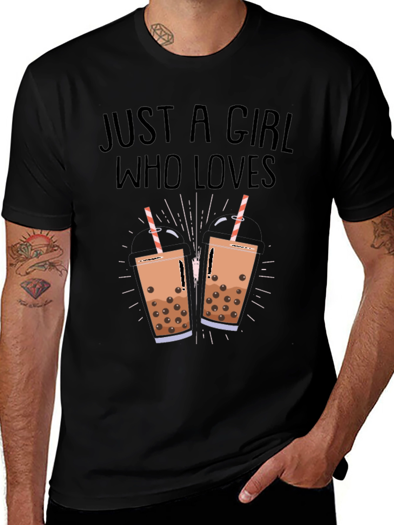 Black Boba Tea Lover Black T-Shirt main image