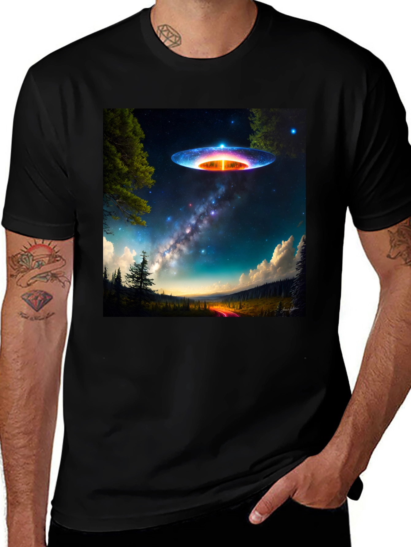 UFO Landscape T-Shirt - Galaxy Alien Graphic Tee