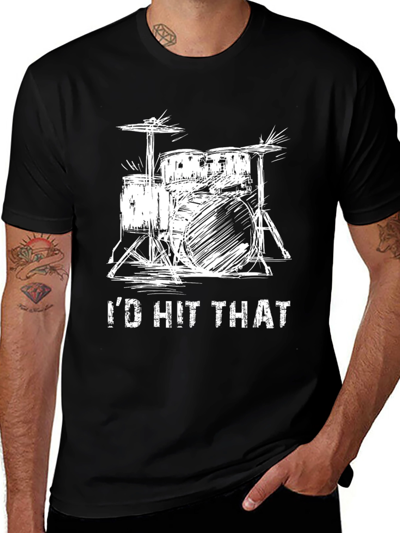 Variant 28 of I'd Hit That Drum Set Black T-Shirt