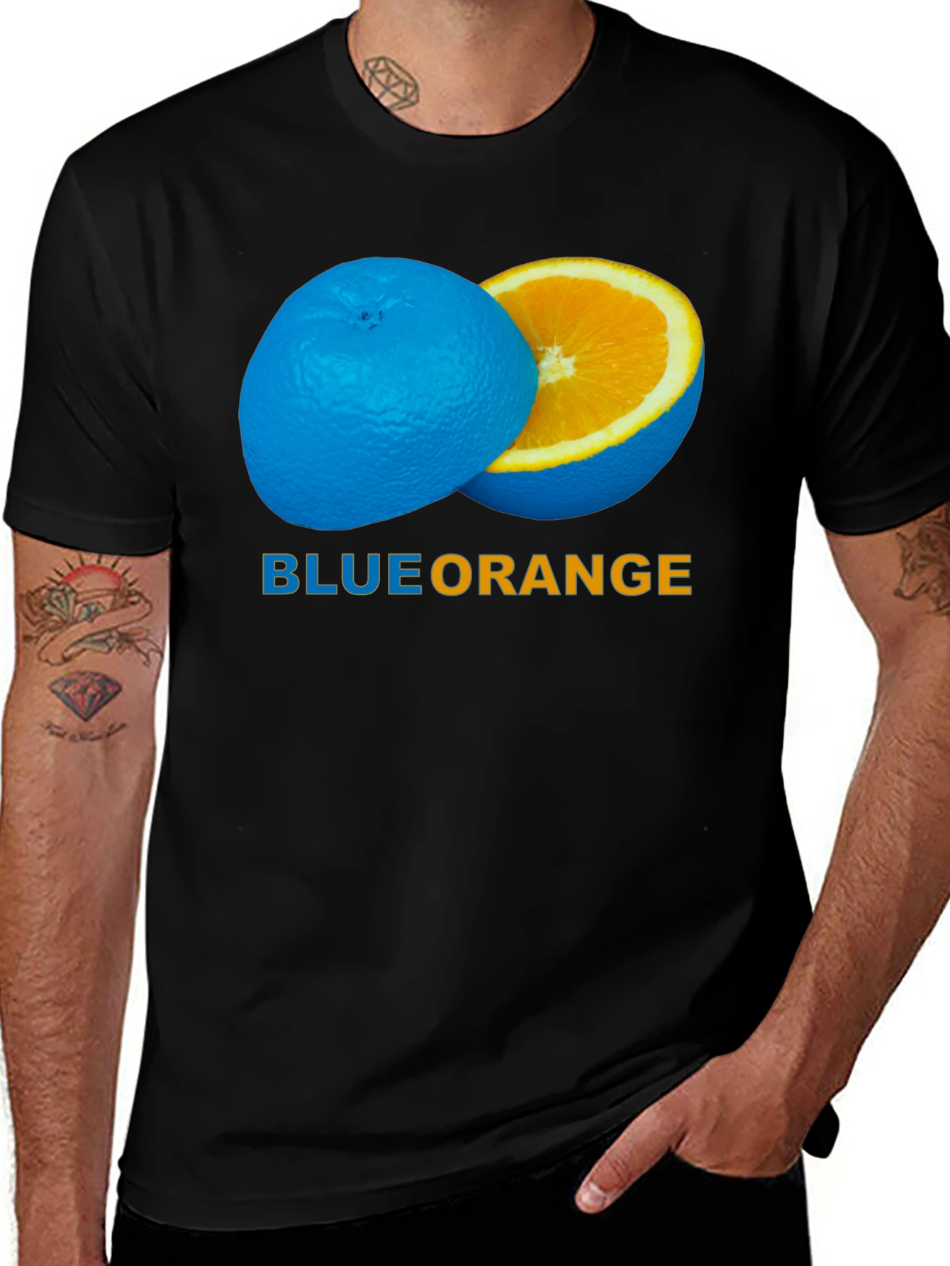 Variant 29 of Blue Orange Graphic Tee - Unique Fruit Design