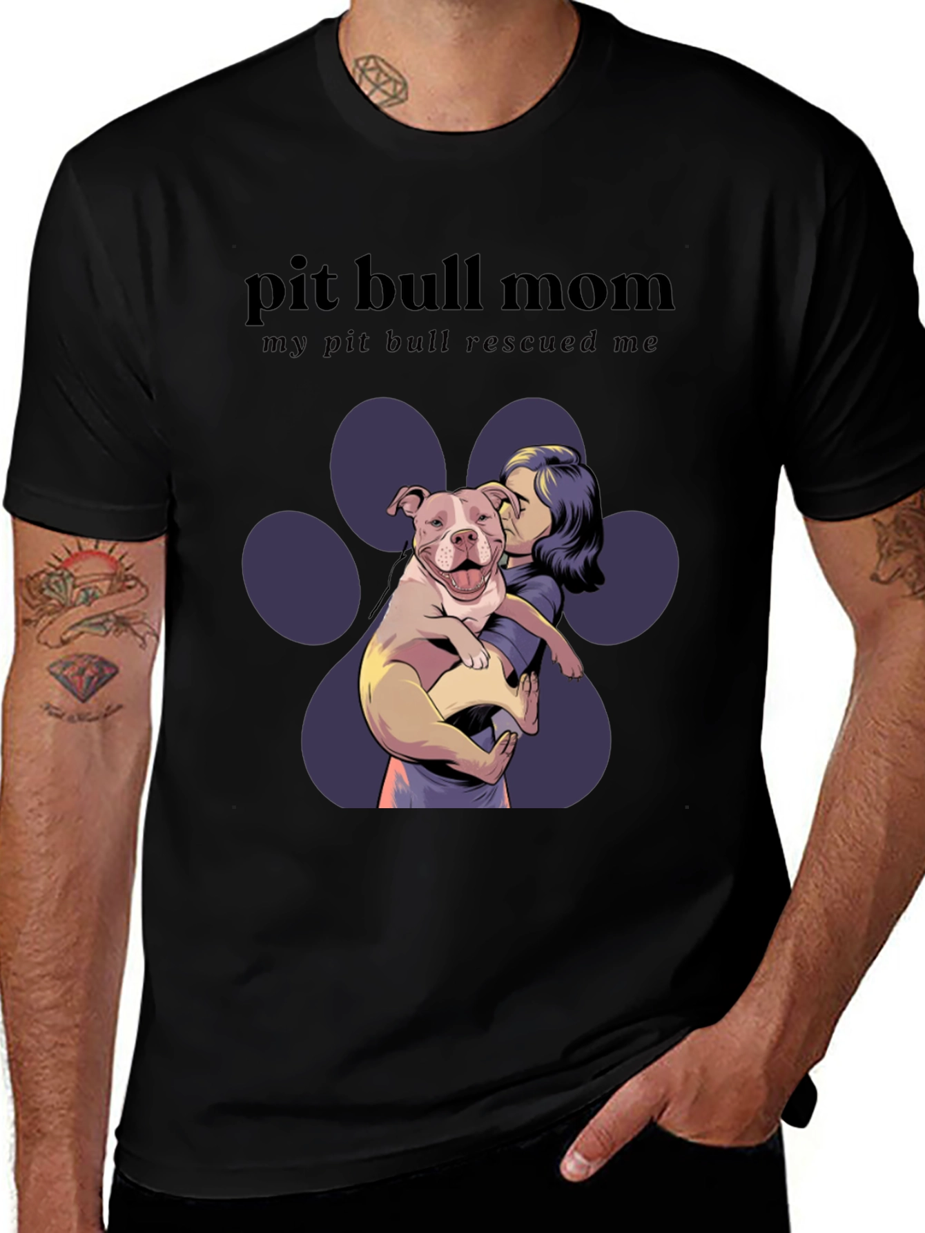 Pit Bull Mom Graphic Tee - Rescue Dog Lover Shirt