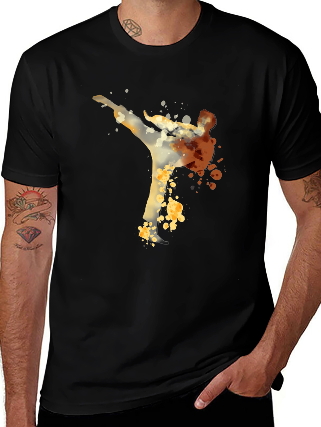Variant 15 of Abstract Karate Kick Graphic Tee - Modern Style