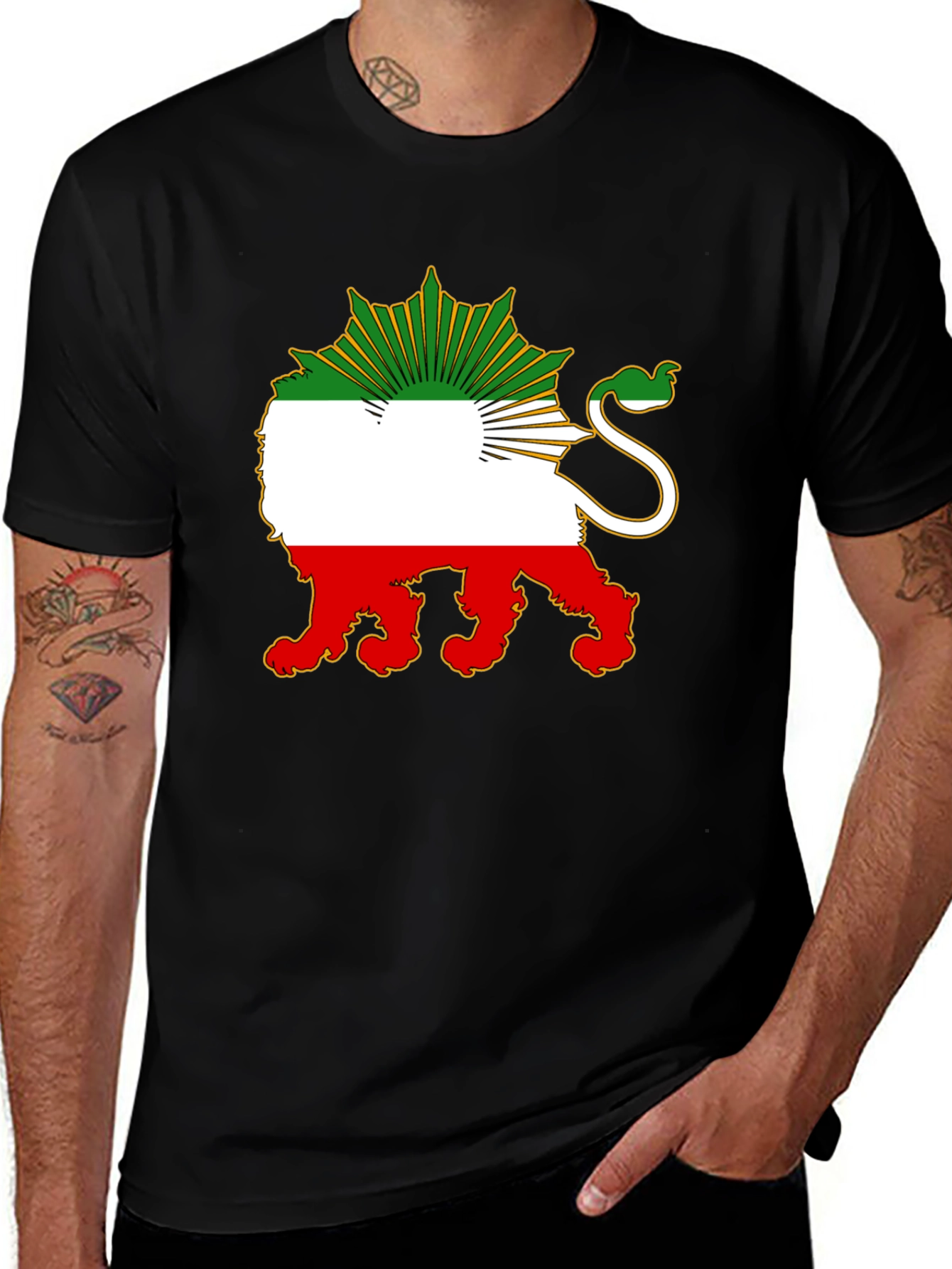 Iran Flag Lion T-Shirt - Graphic Tee
