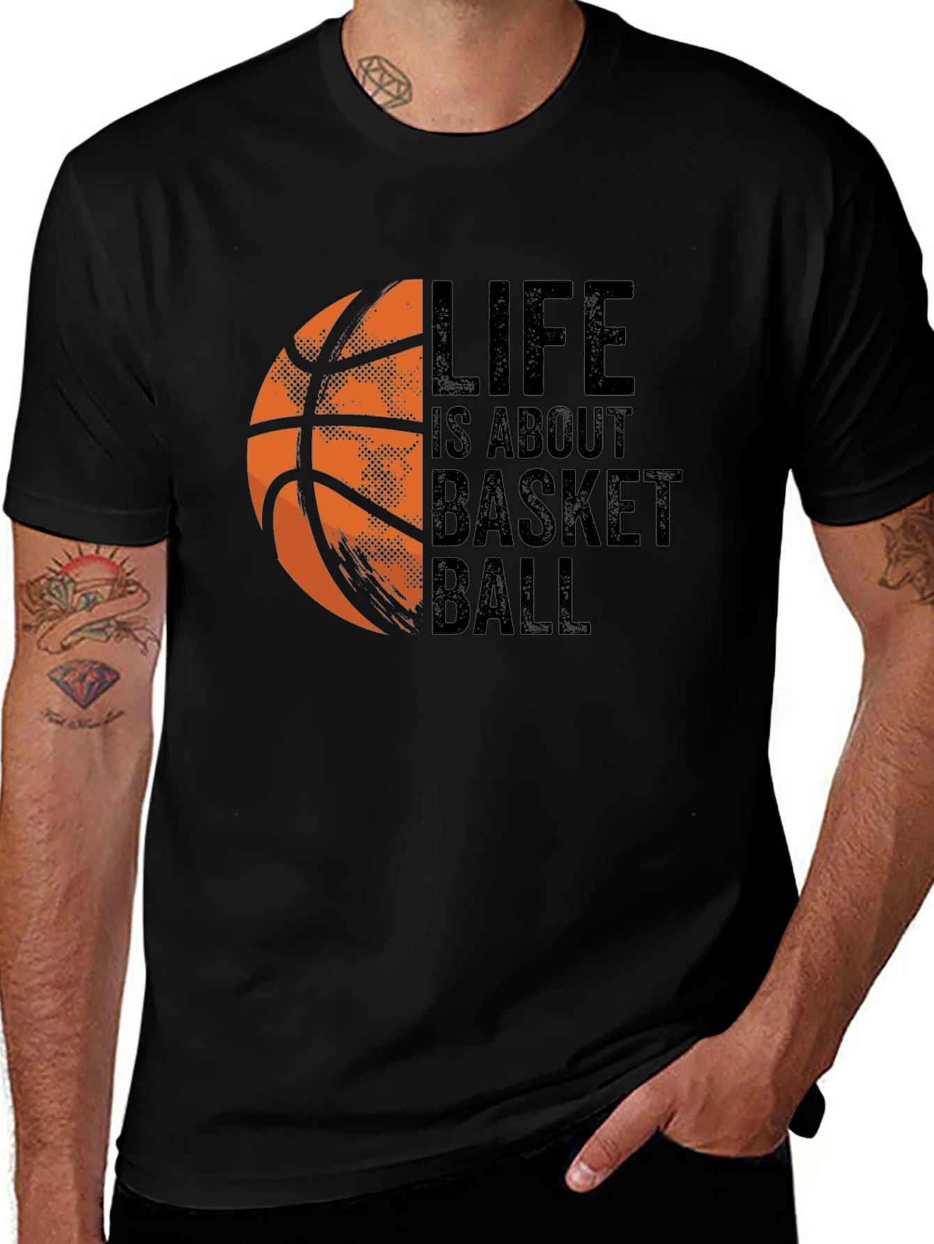 Life is About Basketball Graphic Print T-Shirt