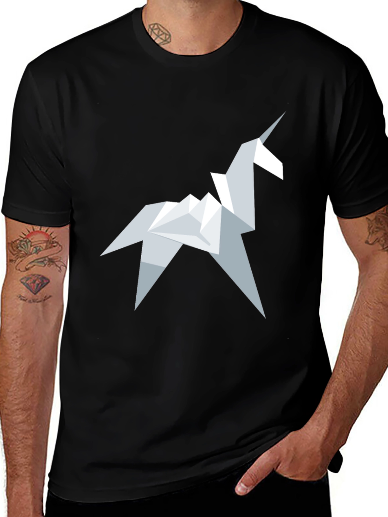 Variant 14 of Origami Unicorn Graphic Tee - Modern Geometric Design