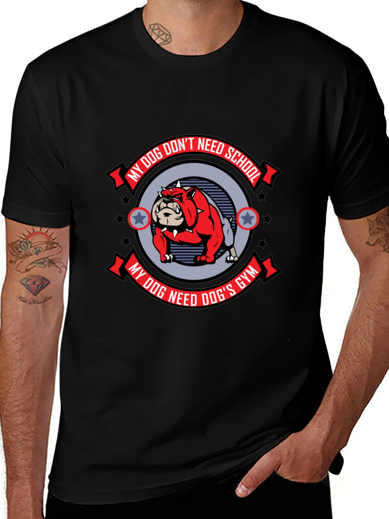 Variant 11 of Dog Gym Bulldog Graphic Tee - Men's Black T-Shirt