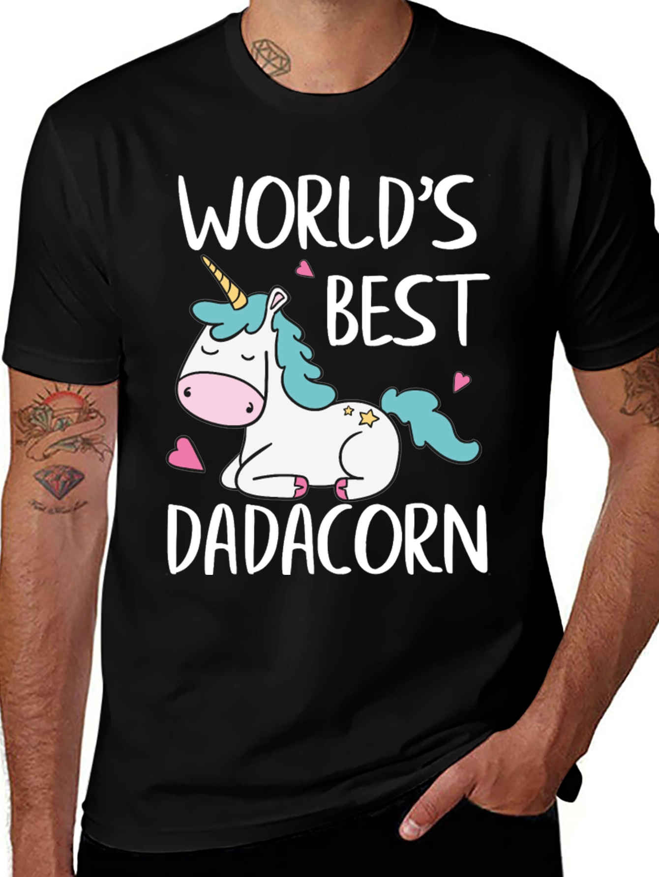 Black World's Best Dadacorn Black T-Shirt main image
