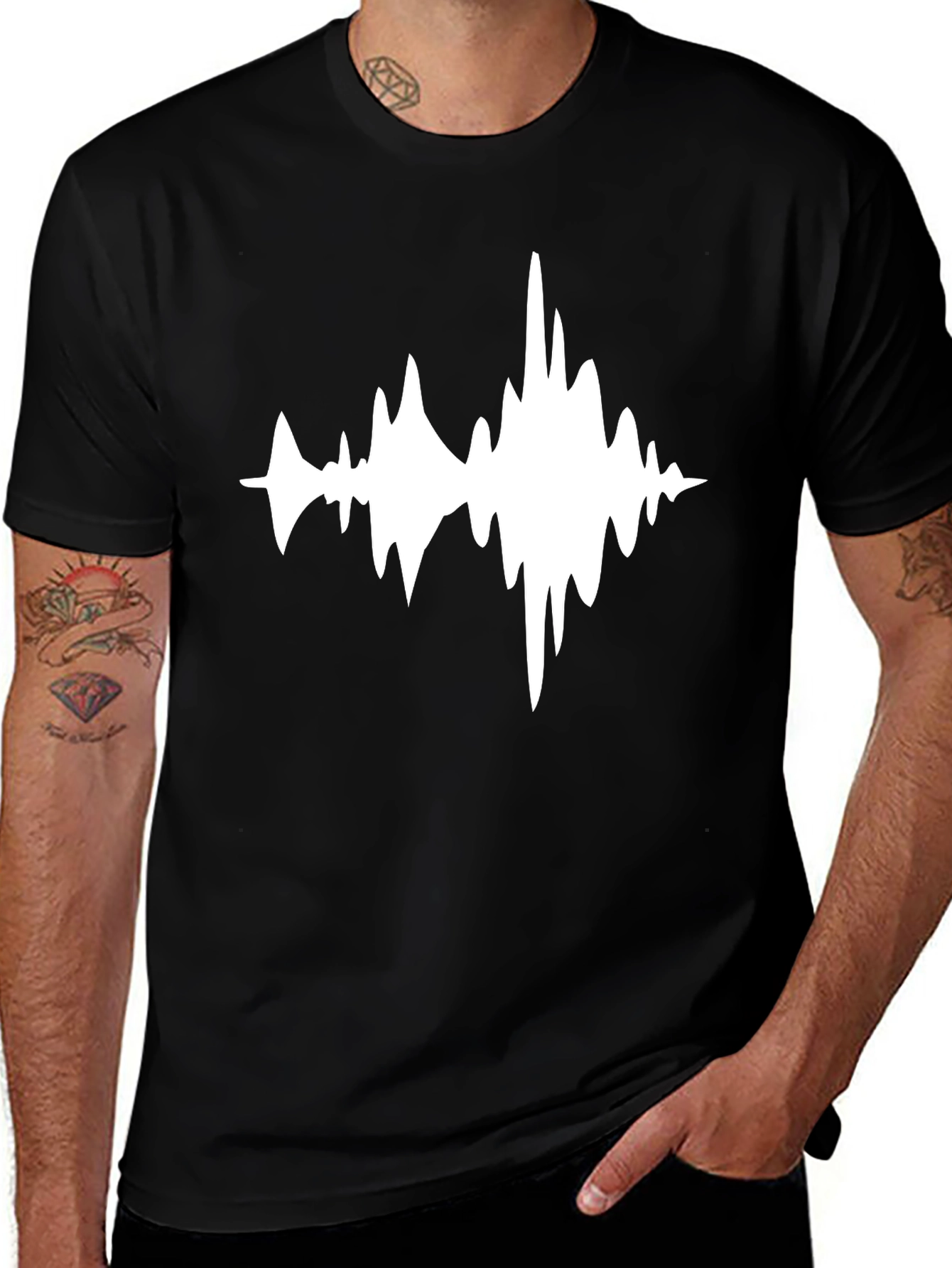 Variant 2 of Sound Wave Graphic Black T-Shirt