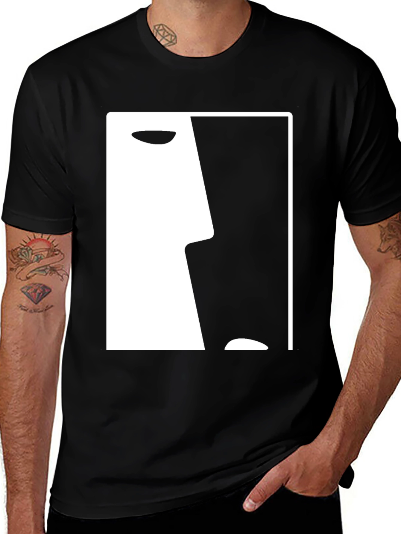 Variant 11 of Abstract Face Graphic Tee - Modern Art T-Shirt
