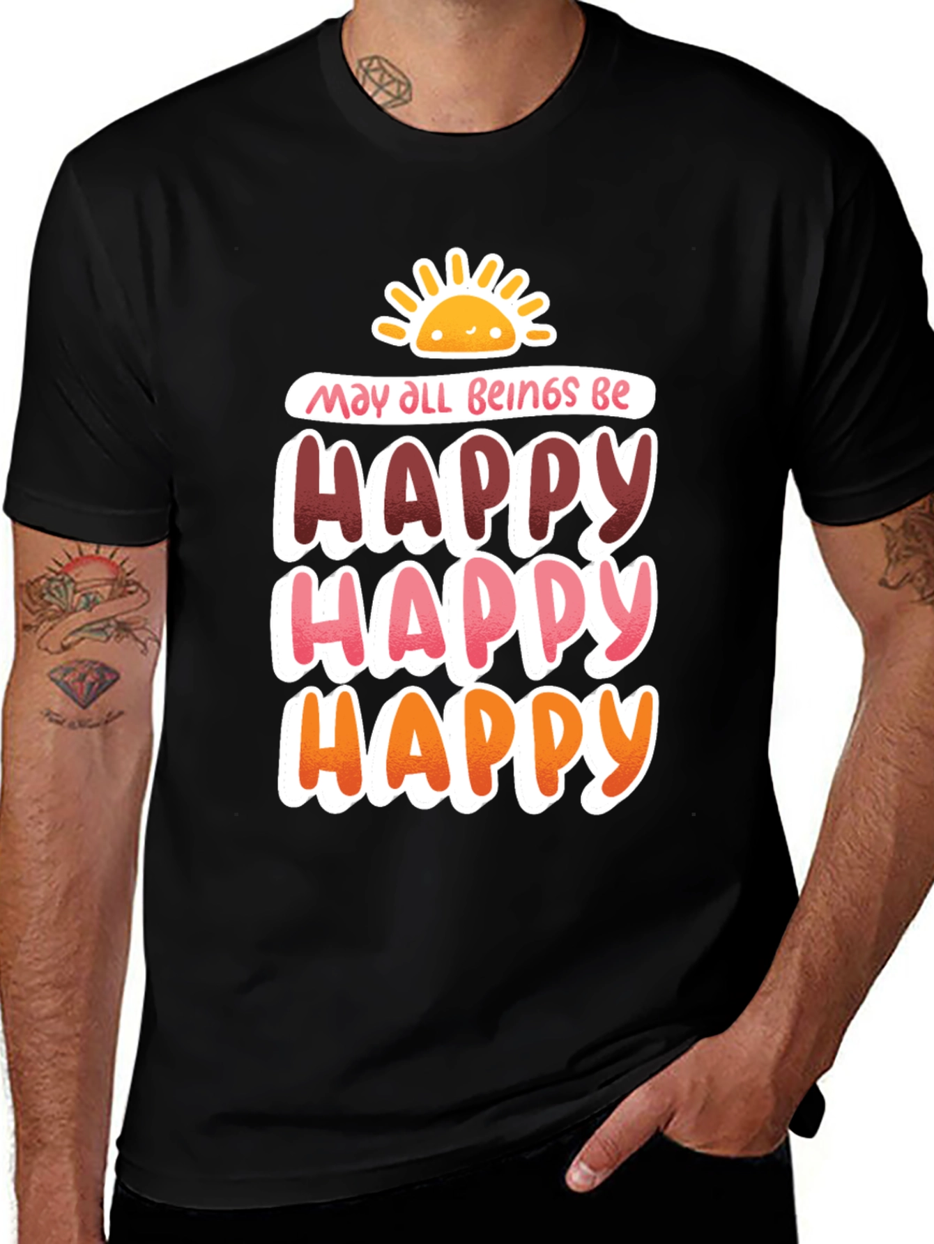 Variant 16 of Happy Graphic Tee - May All Beings Be Happy