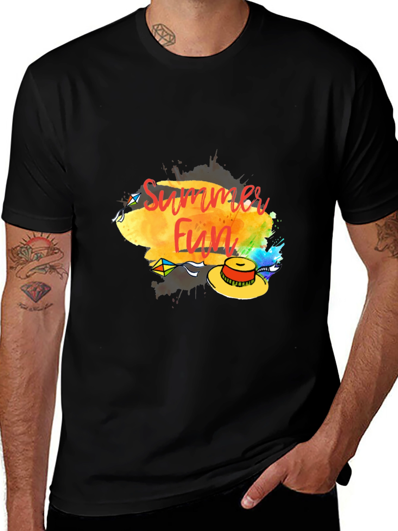 Variant 12 of Summer Fun Graphic Tee - Casual Black T-Shirt