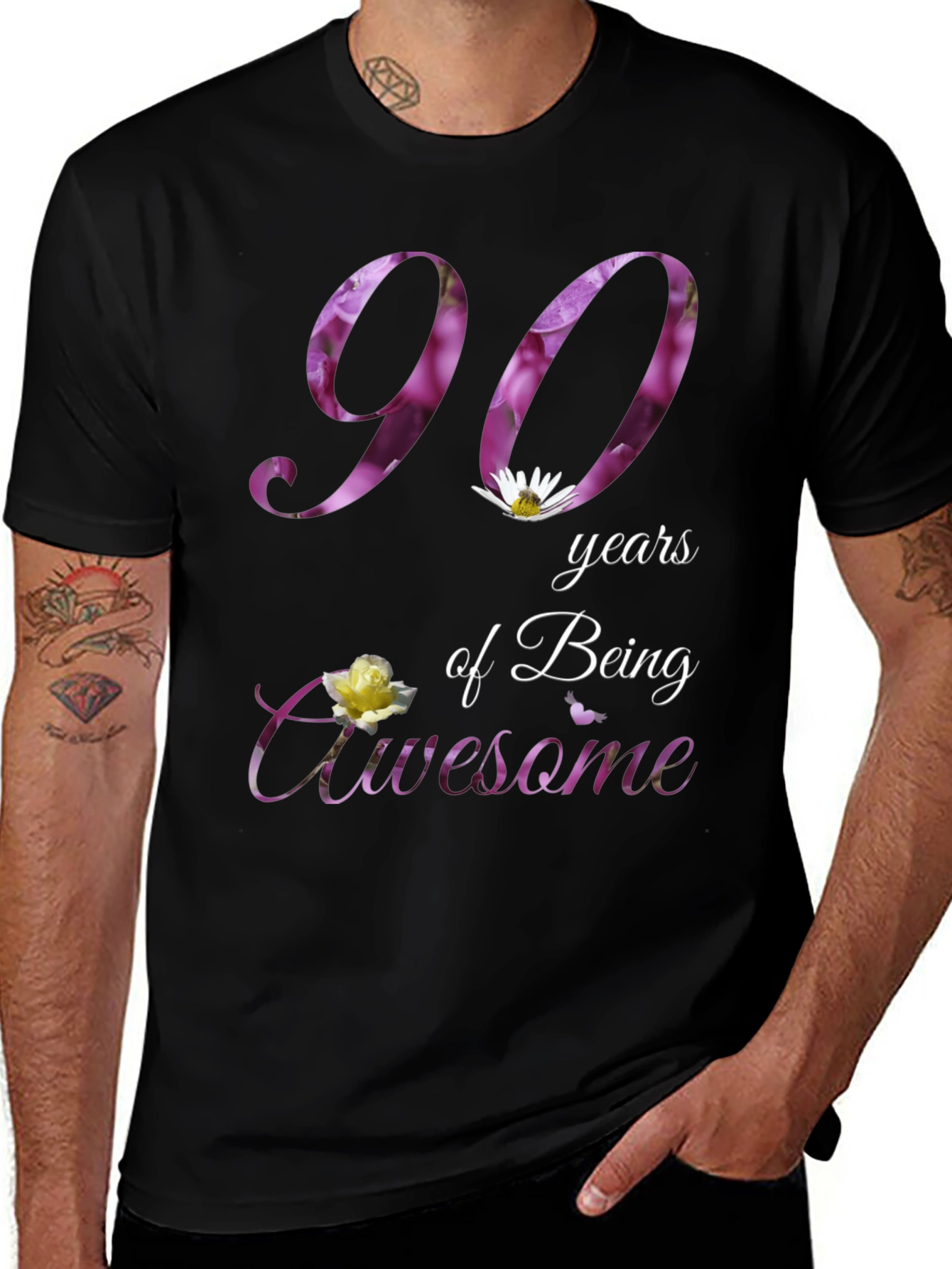 Variant 22 of 90 Years Awesome Floral Print T-Shirt