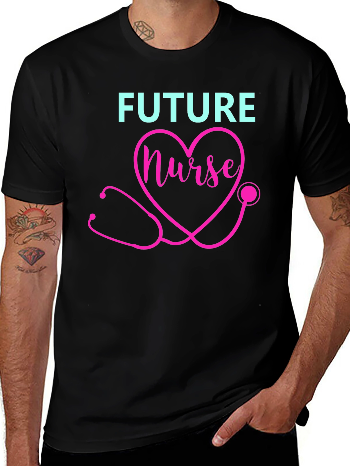 Variant 12 of Future Nurse T-Shirt - Heart Stethoscope Design