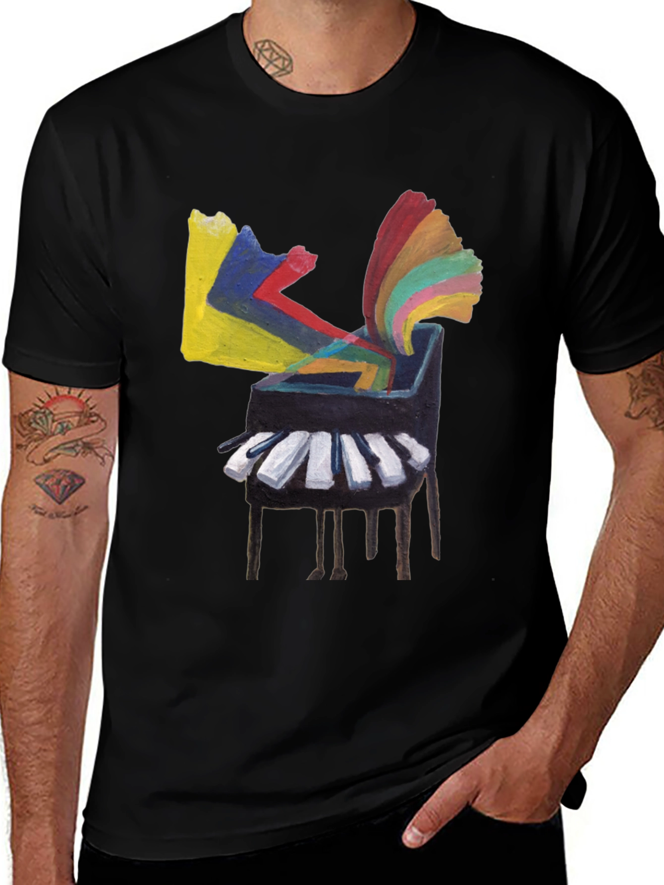 Variant 6 of Abstract Piano T-Shirt - Colorful Music Tee