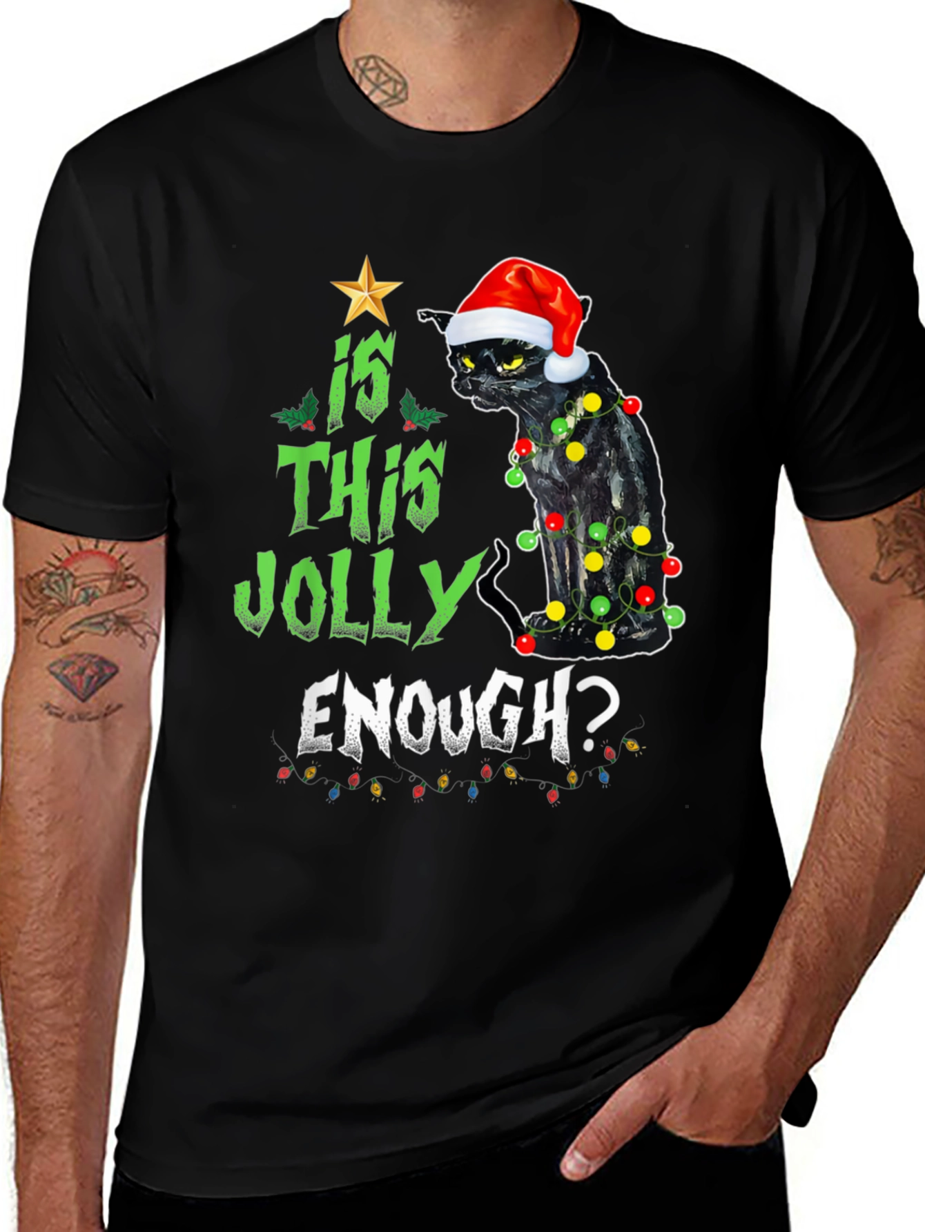Variant 14 of Is This Jolly Enough? Cat Christmas T-Shirt