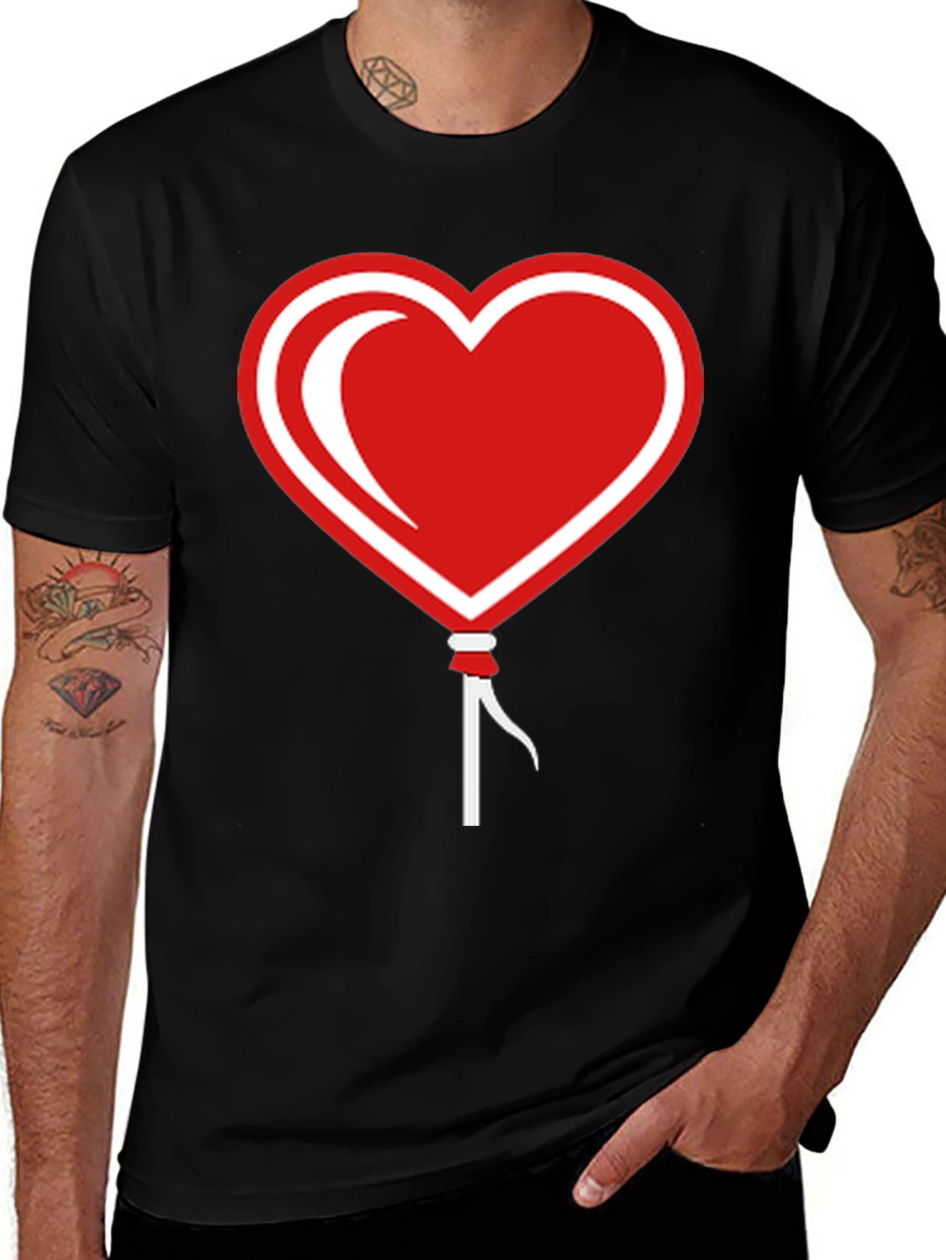 Variant 5 of Heart Balloon Graphic Tee - Black