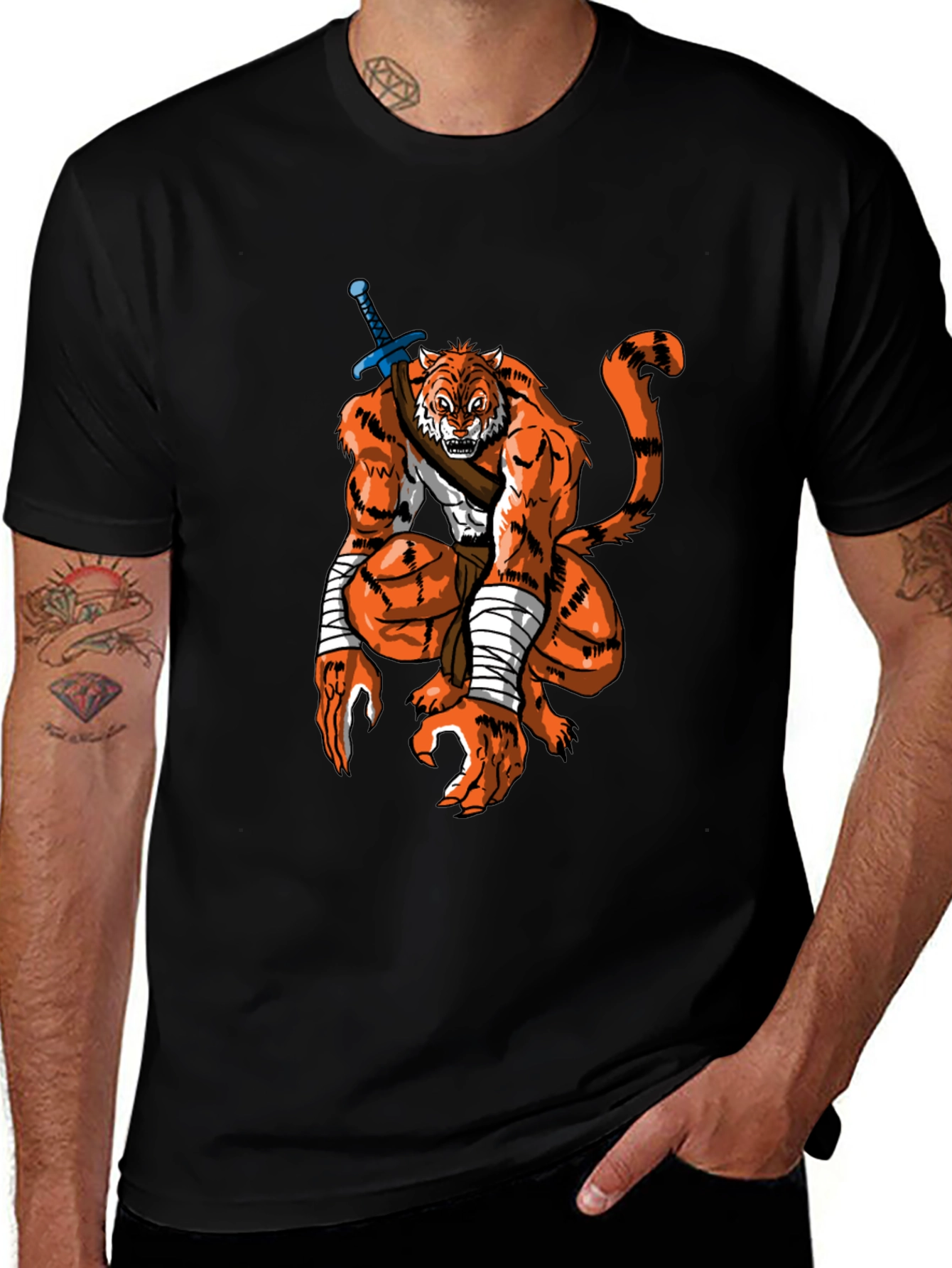 Variant 16 of Tiger Warrior Graphic Tee - Black