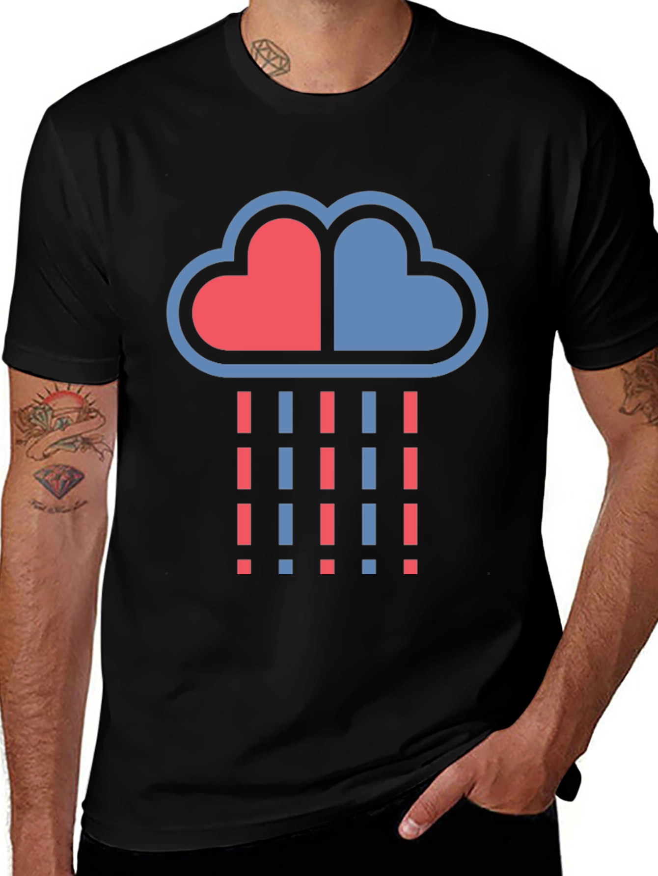 Variant 28 of Heart Cloud Rain Graphic T-Shirt - Modern Design