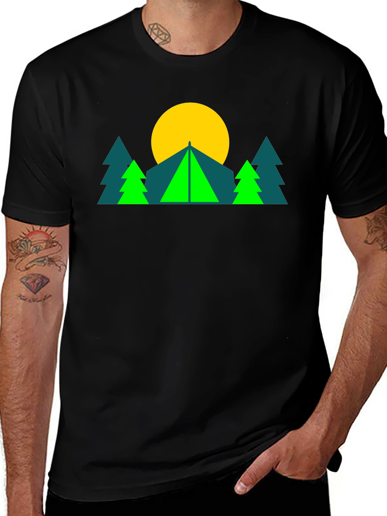Variant 8 of Geometric Camp Graphic Tee - Black