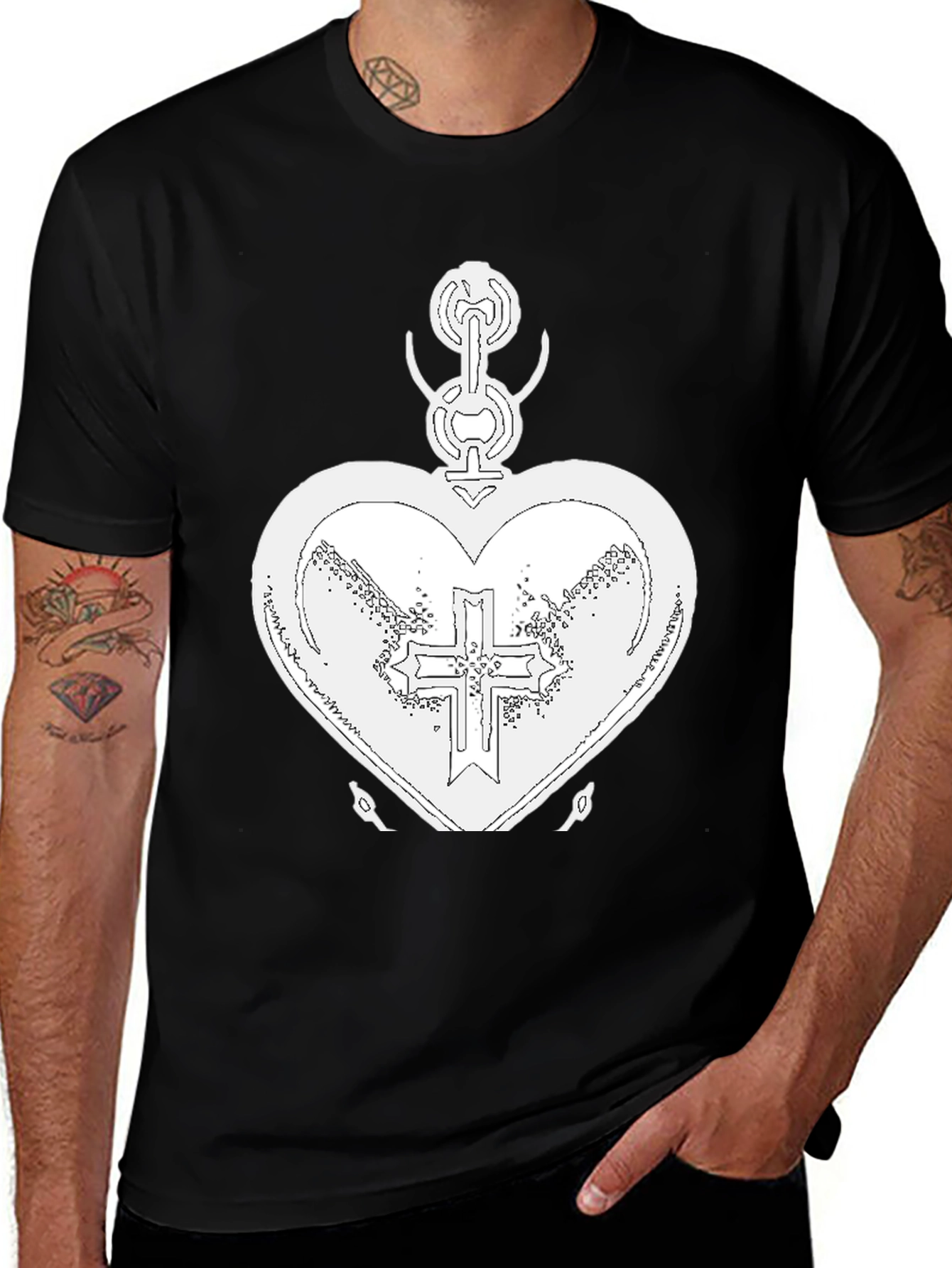 Heart and Cross Black T-Shirt