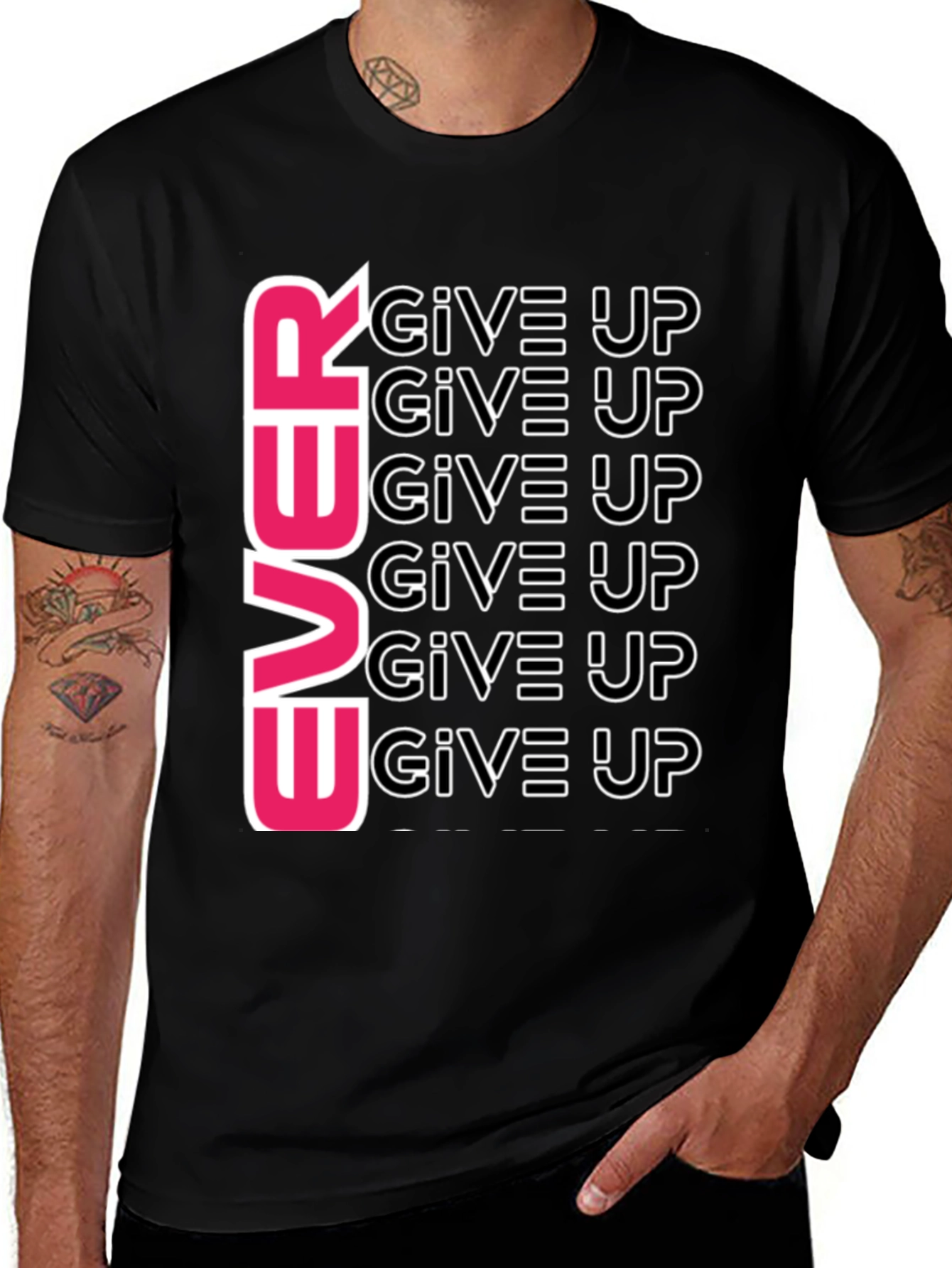 Variant 14 of Never Give Up Motivational Graphic Tee