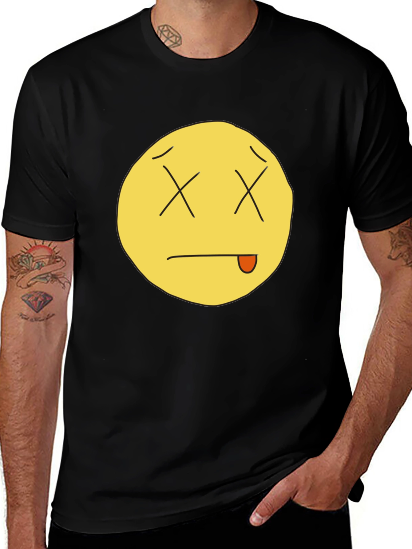Variant 22 of Funny Dead Emoji Black T-Shirt