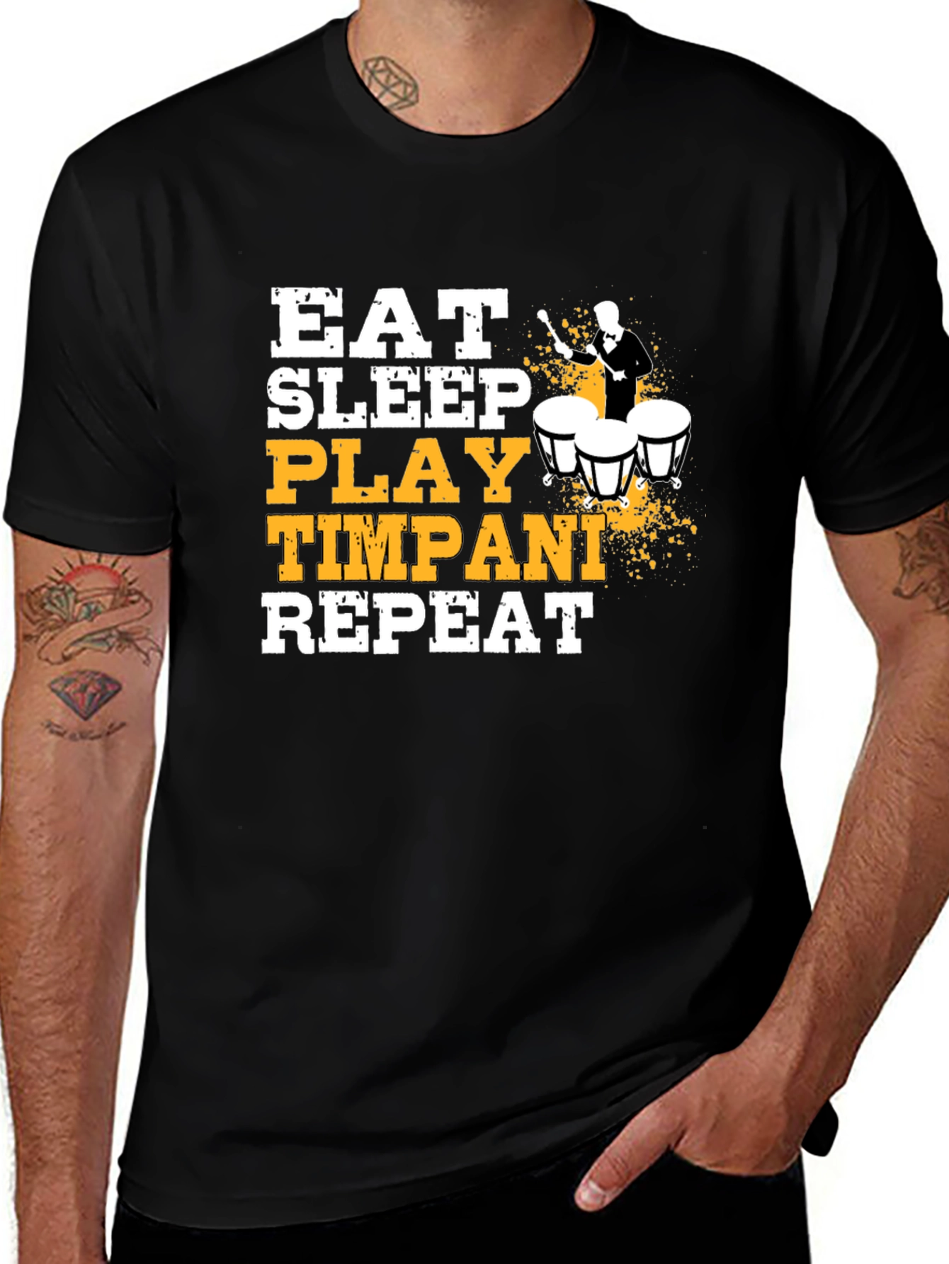 Eat Sleep Play Timpani Repeat Black T-Shirt