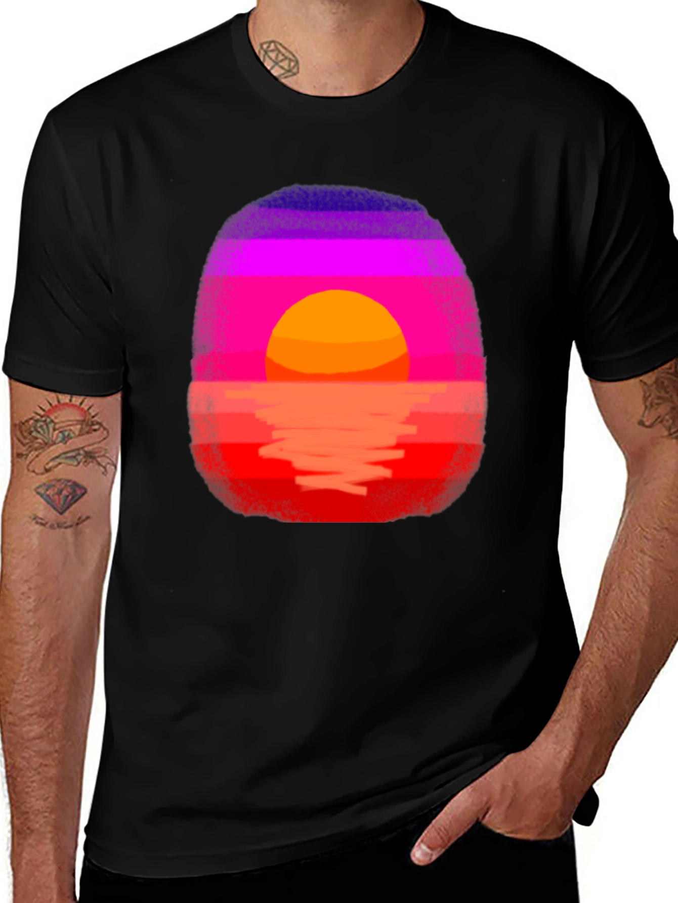 Variant 20 of Sunset Graphic Tee - Retro Horizon Design