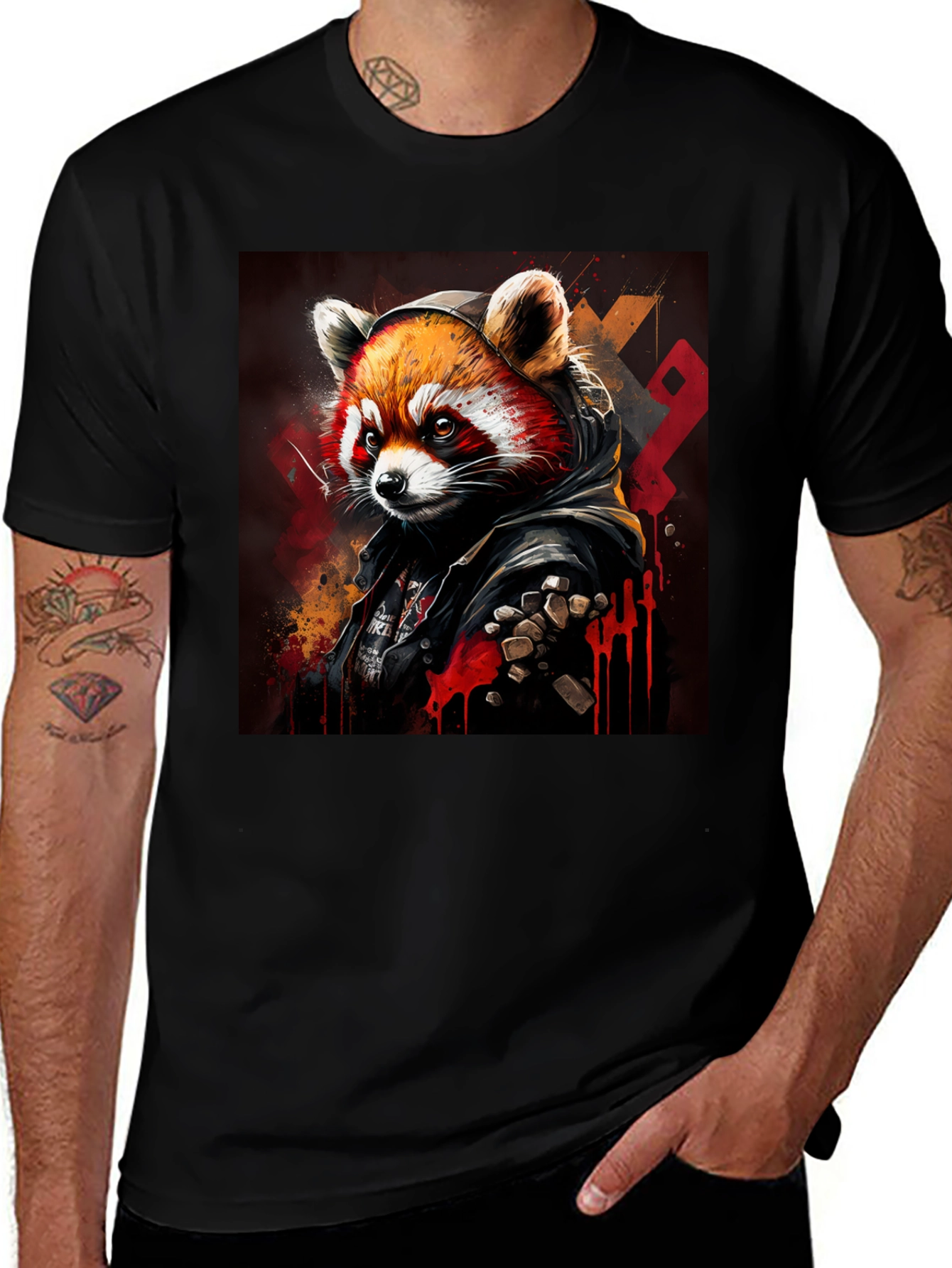 Variant 2 of Red Panda Punk Graphic T-Shirt - Unique Design