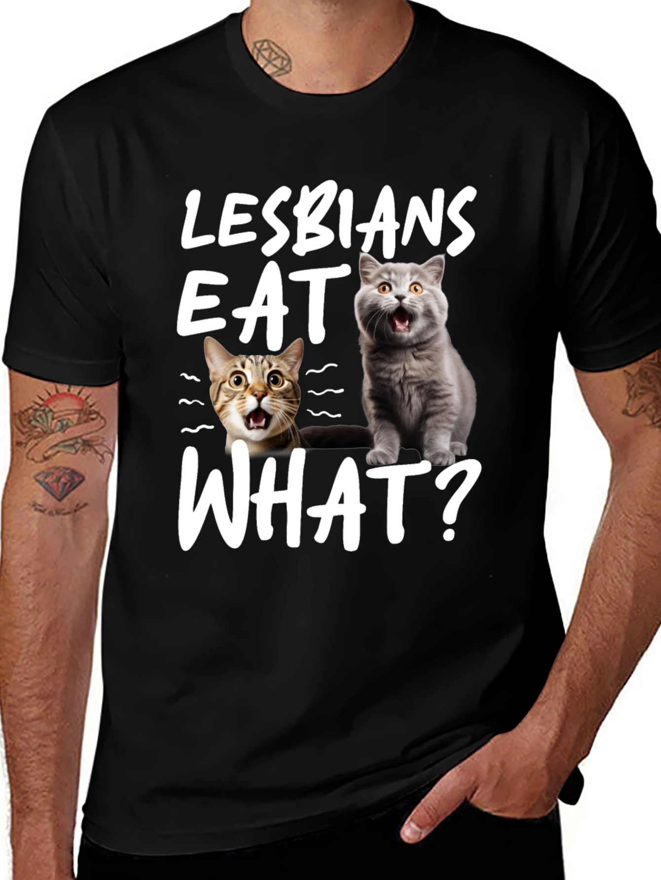 Variant 9 of Lesbians Eat What? Cat Graphic Novelty T-Shirt