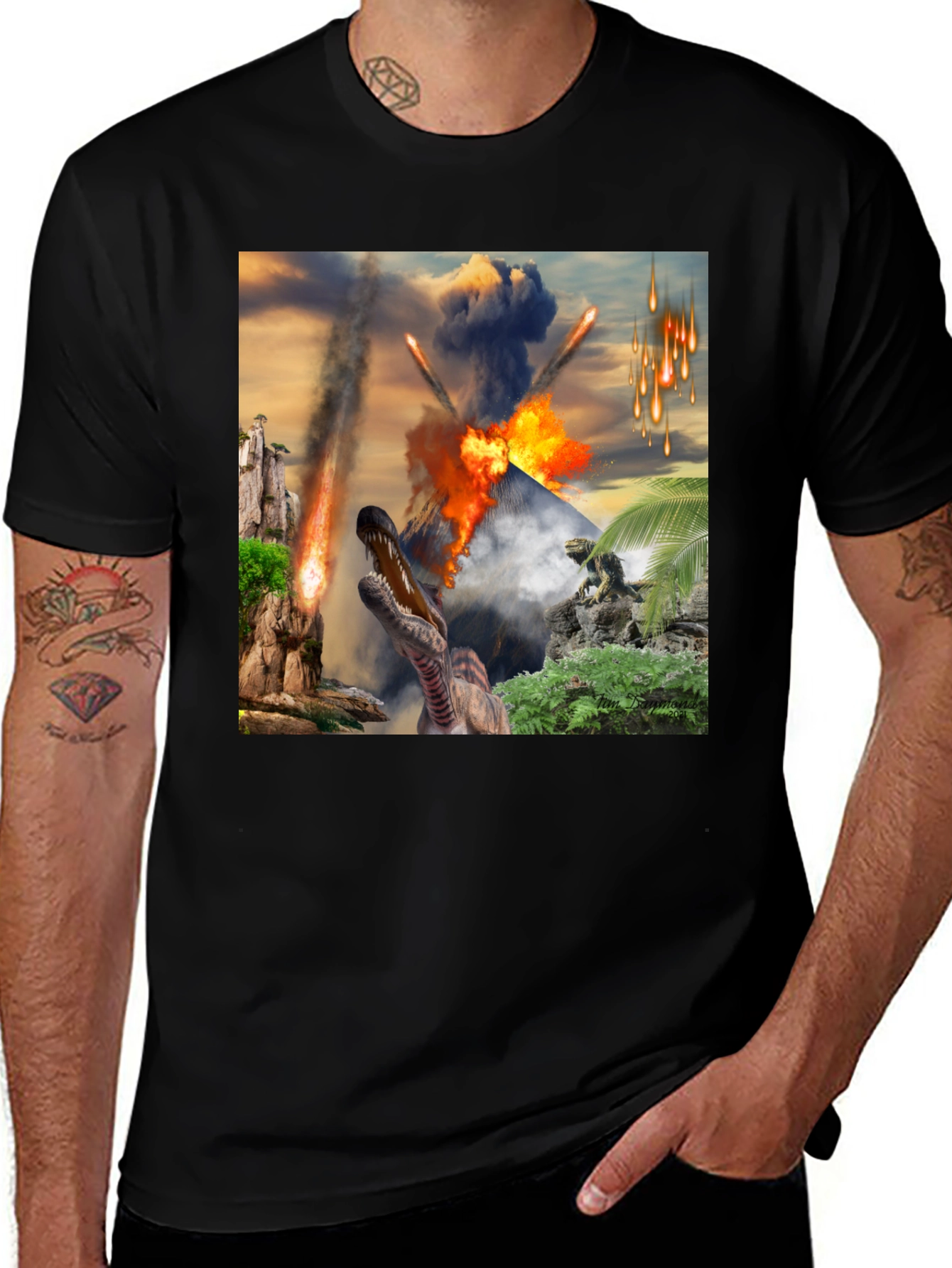 Variant 16 of Dinosaur Meteor Strike T-Shirt - Jurassic Apocalypse