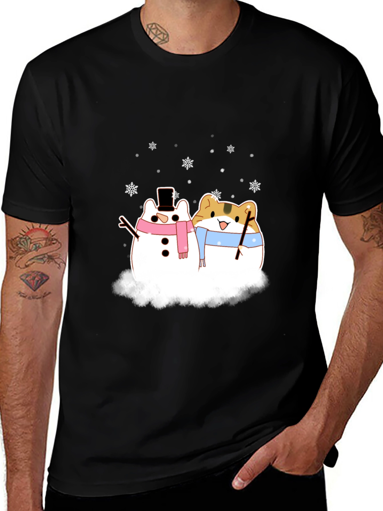 Variant 18 of Cute Hamster Snowman Holiday T-Shirt