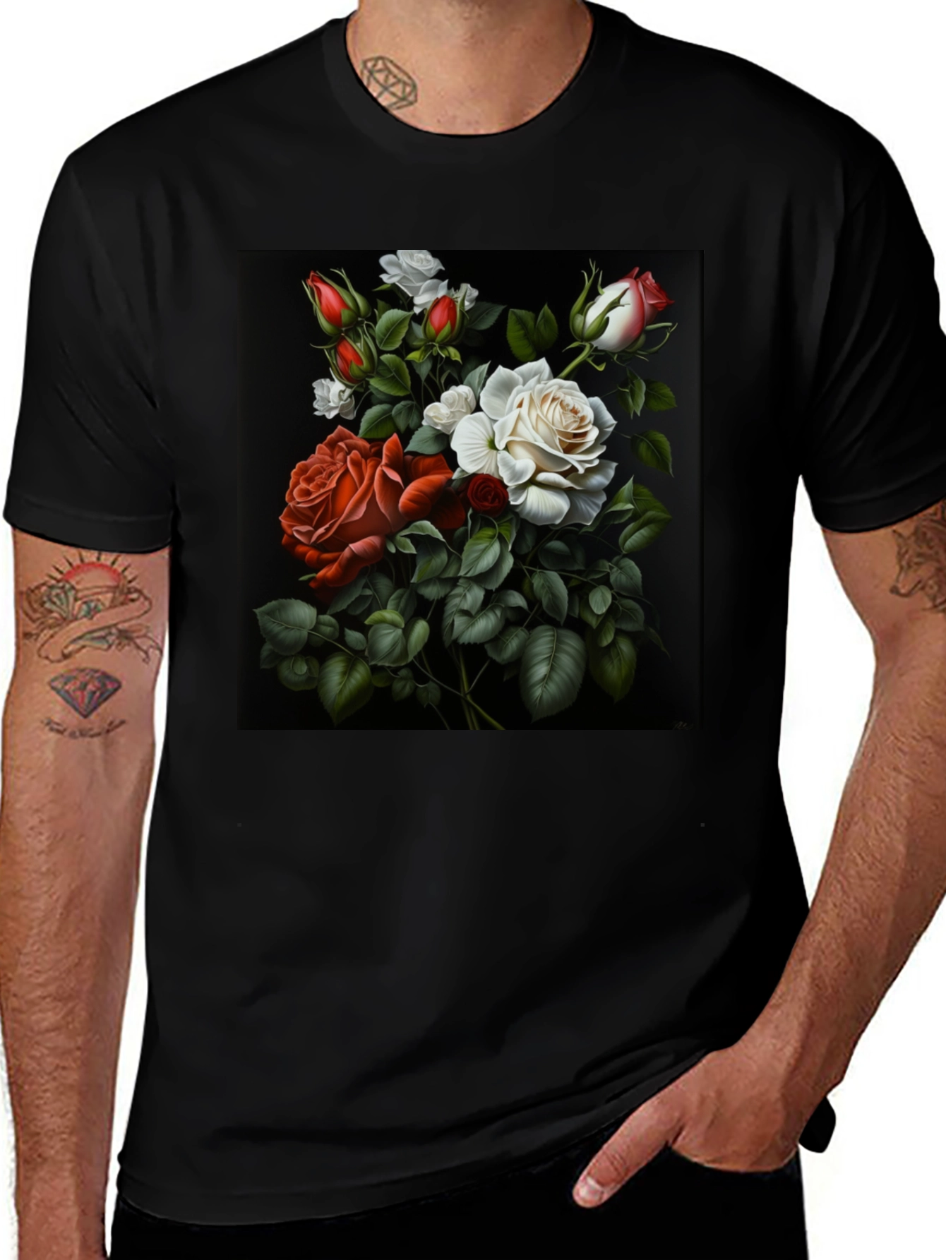 Variant 8 of Floral Roses Graphic T-Shirt - Elegant Design