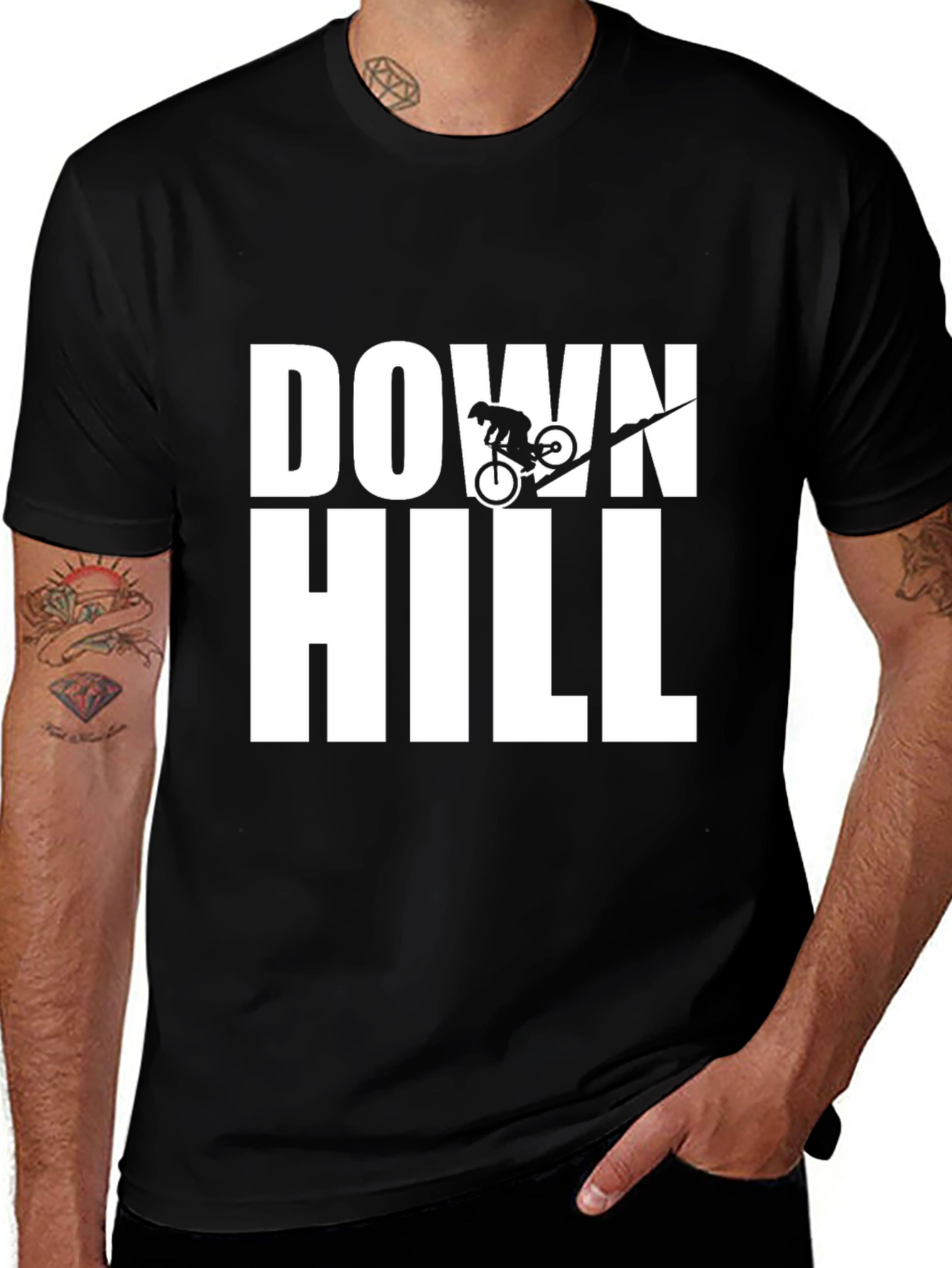 Downhill Biker T-Shirt - Black Graphic Tee