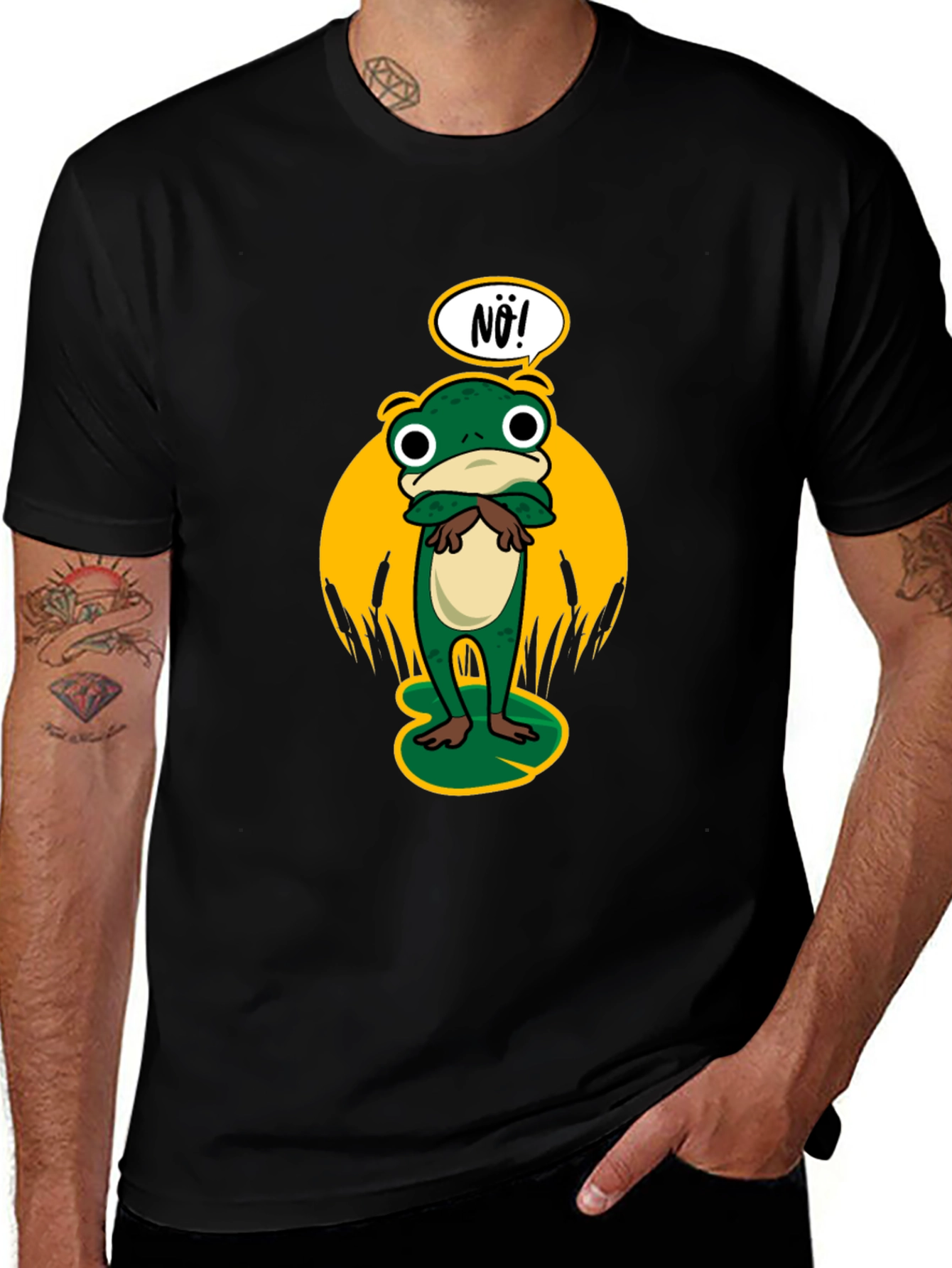 Variant 26 of Grumpy Frog NO! T-Shirt Funny Graphic Tee